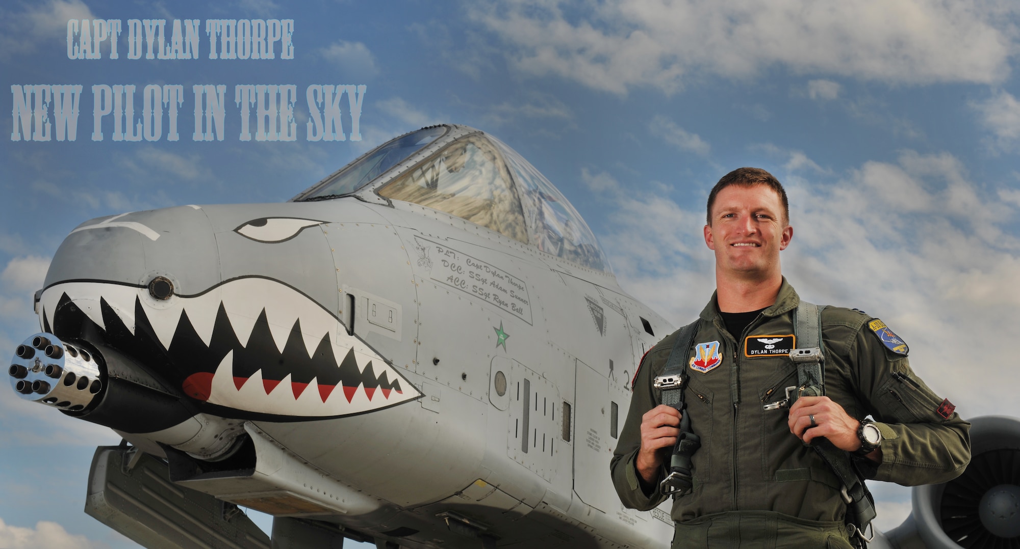 MOODY AIR FORCE BASE, Ga. -- Capt. Dylan Thorpe, A-10 East Demonstration pilot, is the new face of the A-10 DEMO team replacing Maj. Johnnie Green, former A-10 East DEMO pilot and will be thoroughly examined during his final certification by Col. Gary Henderson, 23rd Wing commander. Moody's A-10 East DEMO Team performs all over the world with a goal of showcasing the A-10C Thunderbolt II's extreme capabilities of performing aerial maneuvers. (U.S. Air Force photo by Airman Class Joshua Green/RELEASED)
