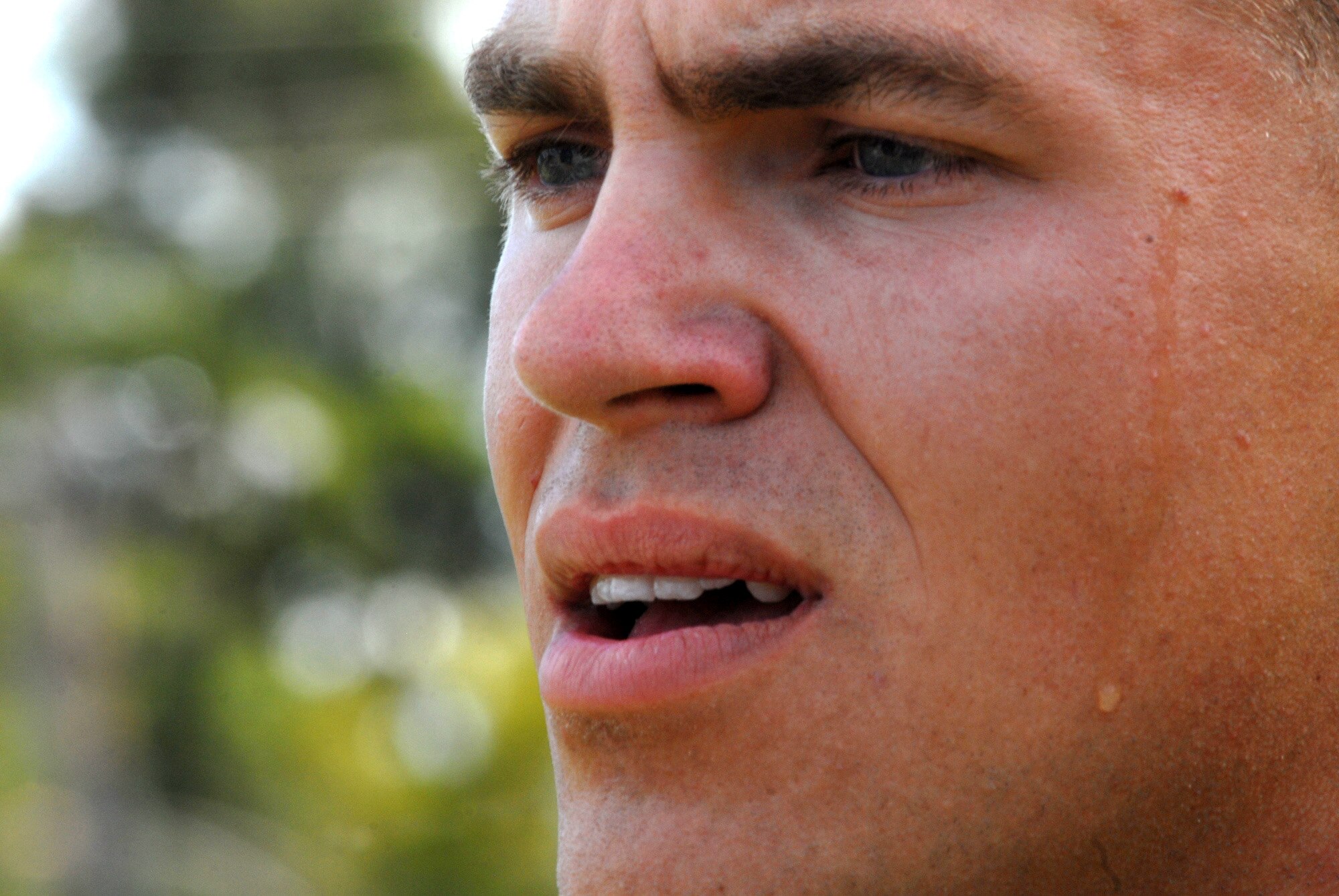 A decoy for the 2010 Hawaiian Islands Working Dog Competition stops to catch his breath Nov. 19 after catching K-9s during the hardest-hitting dog event, won by U.S. Air Force Staff Sgt. Ricky Renfroe and his dog, Jimmy, who are assigned to the 647th Security Forces Squadron at Joint Base Pearl Harbor-Hickam. Thirty-nine handlers from the U.S. Army, Navy, Marine Corps, and Air Force, as well as the Honolulu Police Department, Japan, Alaska, Ft. Huachuca, and Ft. Leonard Wood brought their K-9s to the competition Nov. 15 to 19 at Schofield Barracks, Hawaii. The competition served to both reward the dog teams for their hard work throughout the year and bring different services together. (U.S. Air Force photo/Staff Sgt. Carolyn Viss)