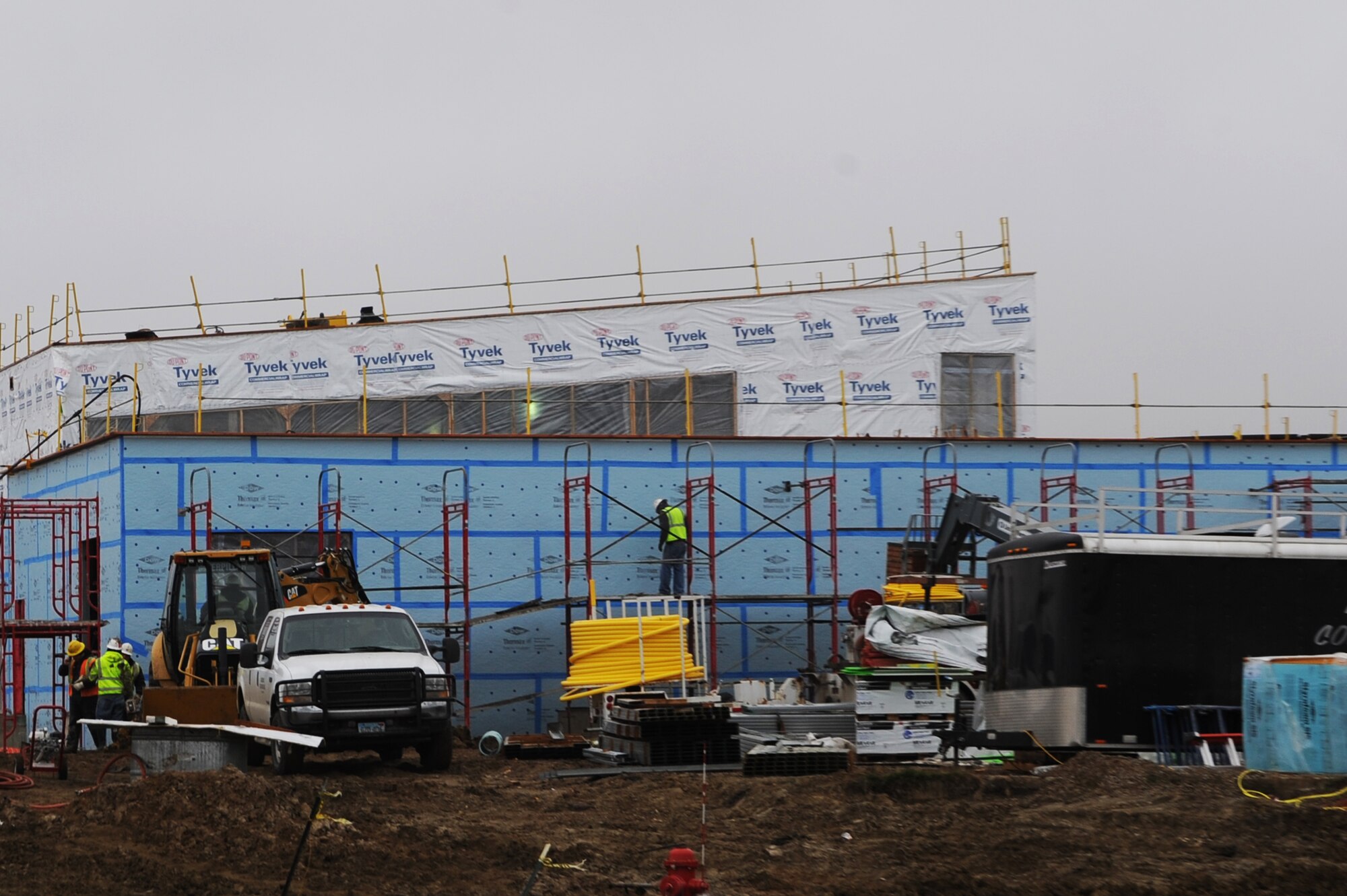 MINOT AIR FORCE BASE, N.D. -- Construction of the new training facility for the 91st Missile Wing is well underway in the insulation process here Nov. 10. Construction projects like this help foster a better quality of life for Air Force Global Strike Command Airmen here at Minot. (U.S. Air Force photo/Airman 1st Class Aaron-Forrest Wainwright)