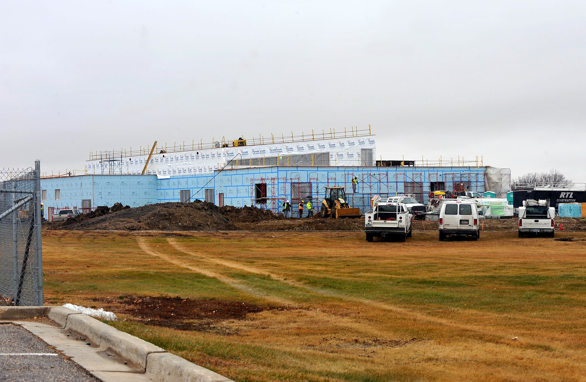 MINOT AIR FORCE BASE, N.D. -- Construction of the new training facility for the 91st Missile Wing is well underway in the insulation process here Nov. 10. Construction projects like this help foster a better quality of life for Air Force Global Strike Command Airmen here at Minot. (U.S. Air Force photo/Senior Airman Michael J. Veloz)