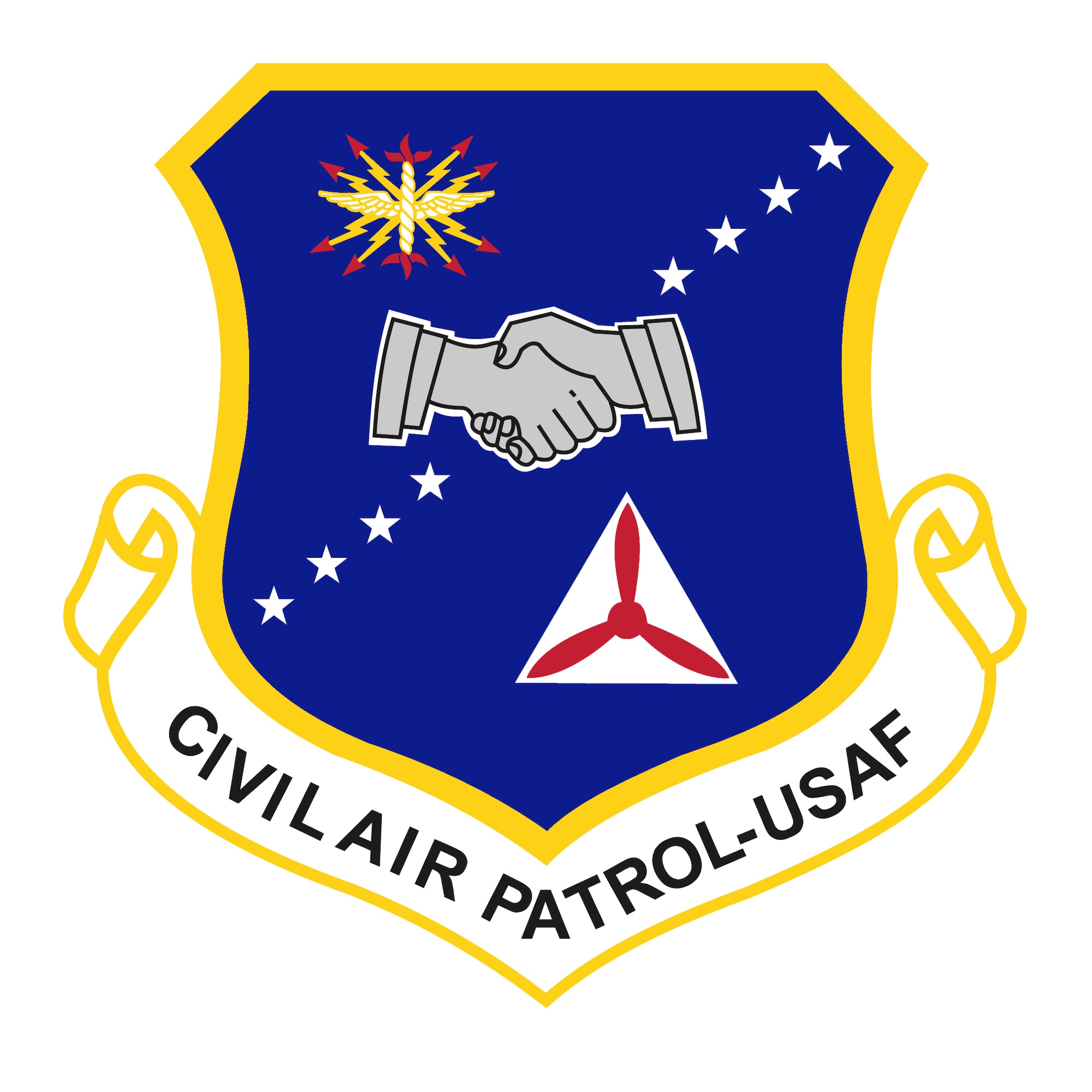 Civil Air Patrol Shield v2 (Color), Graphic courtesy of Civil Air Patrol National Headquarters. Commercial reproduction of this emblem is NOT permitted without the permission of the proponent organizational/unit commander. Image is 7x7 inches @ 300 ppi.