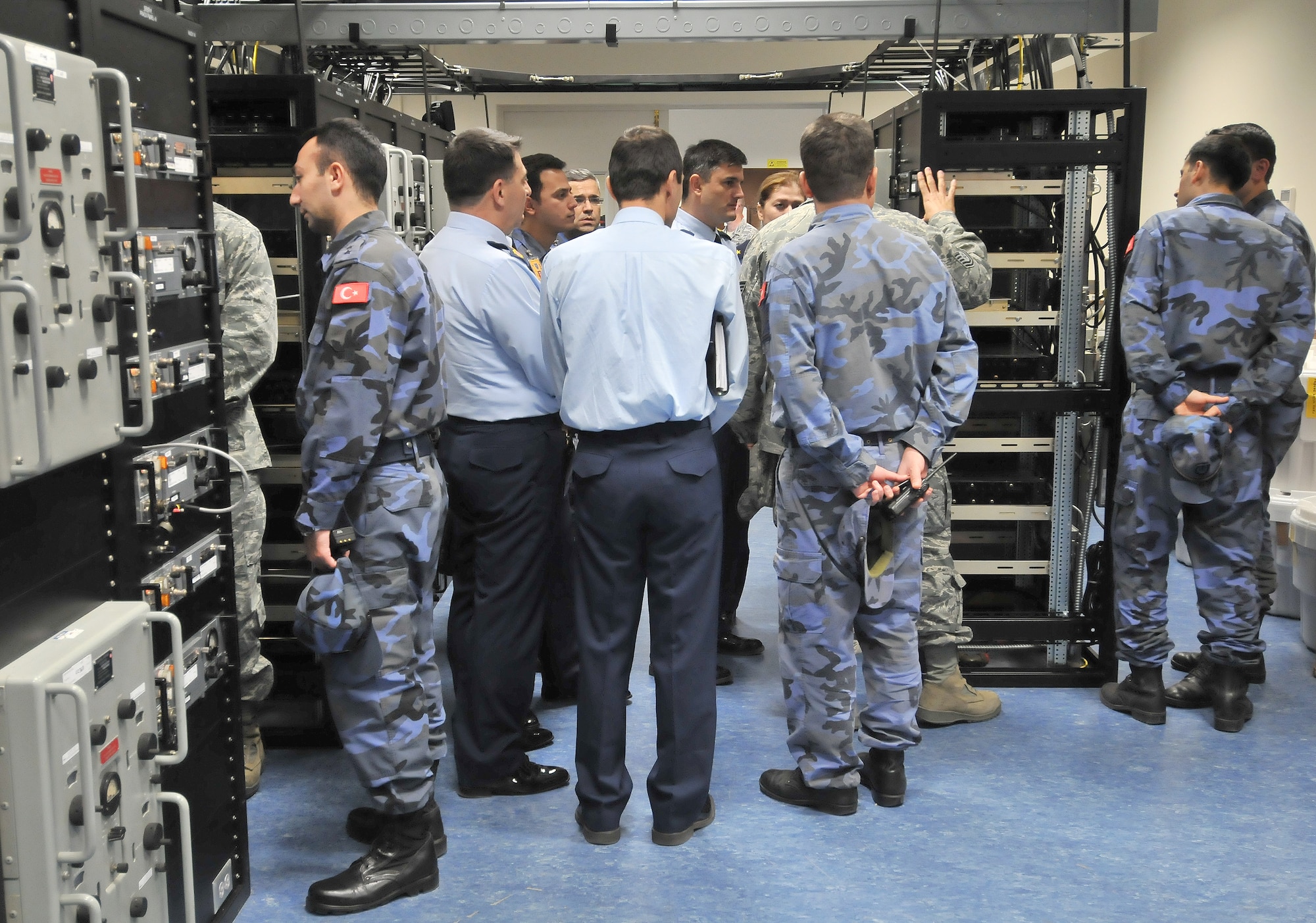 Senior leaders of the Turkish Air Force Communications Branch tour a section of the 39th Communication Squadron Nov. 12, 2010, at Incirlik Air Base, Turkey. Brig. Gen. Mehmet Argun, the Turkish air force Communications Branch commander, visited the base to learn about the partnership between the 39th CS and Turkish Communication Squadron. (U.S. Air Force photo by Senior Airman Alexandre Montes/Released)