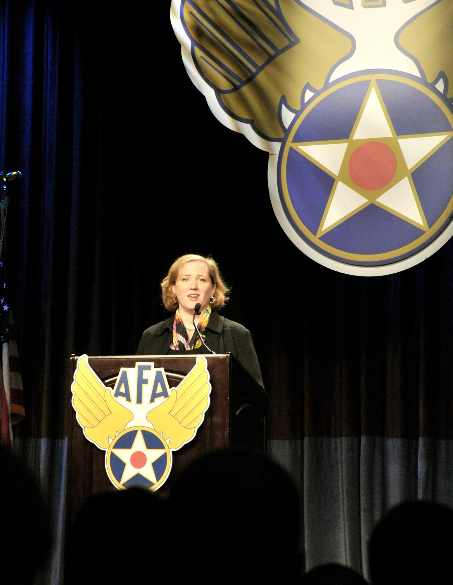 Undersecretary of the Air Force Erin Conaton speaks to attendees at the Air Force Association's 2010 Global Warfare Symposium Nov. 18, 2010, at the Beverly Hilton Hotel in Los Angeles.  (U.S. Air Force photo/Lou Hernandez)
