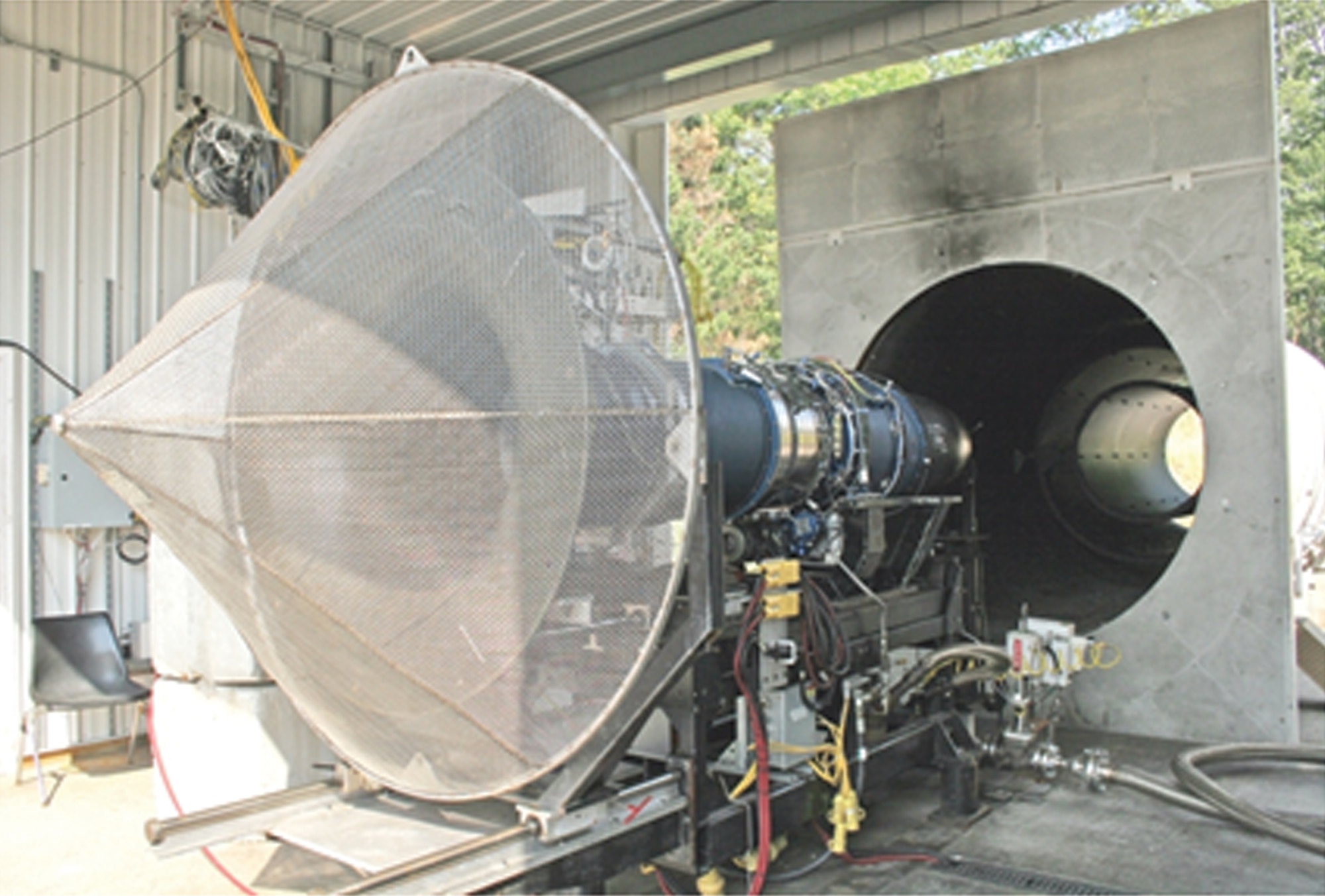 Small Business Innovation Research yielded an interturbine burner technology (pictured) subsequently demonstrated as capable of 
increasing aircraft engine fuel efficiency.  (AFRL image)