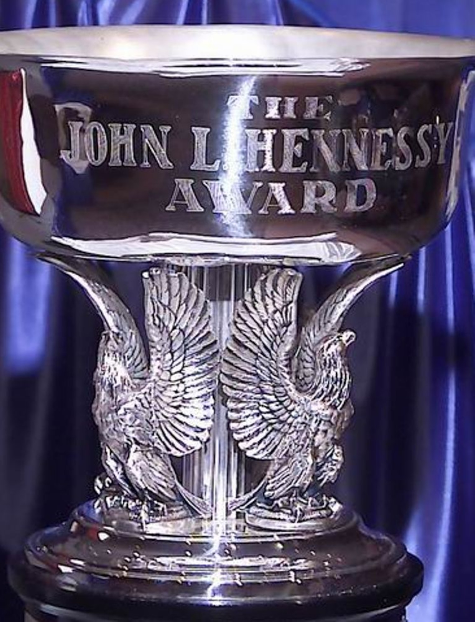 This photo shows a portion of the John L. Hennessy Trophy that is given to the top dining facilities in the Air Force. Joint Base McGuire-Dix-Lakehurst, N.J., will represent Air Mobility Command in the single facility category for the 2011 John L. Hennessy Trophy Award. (U.S. Air Force Photo)