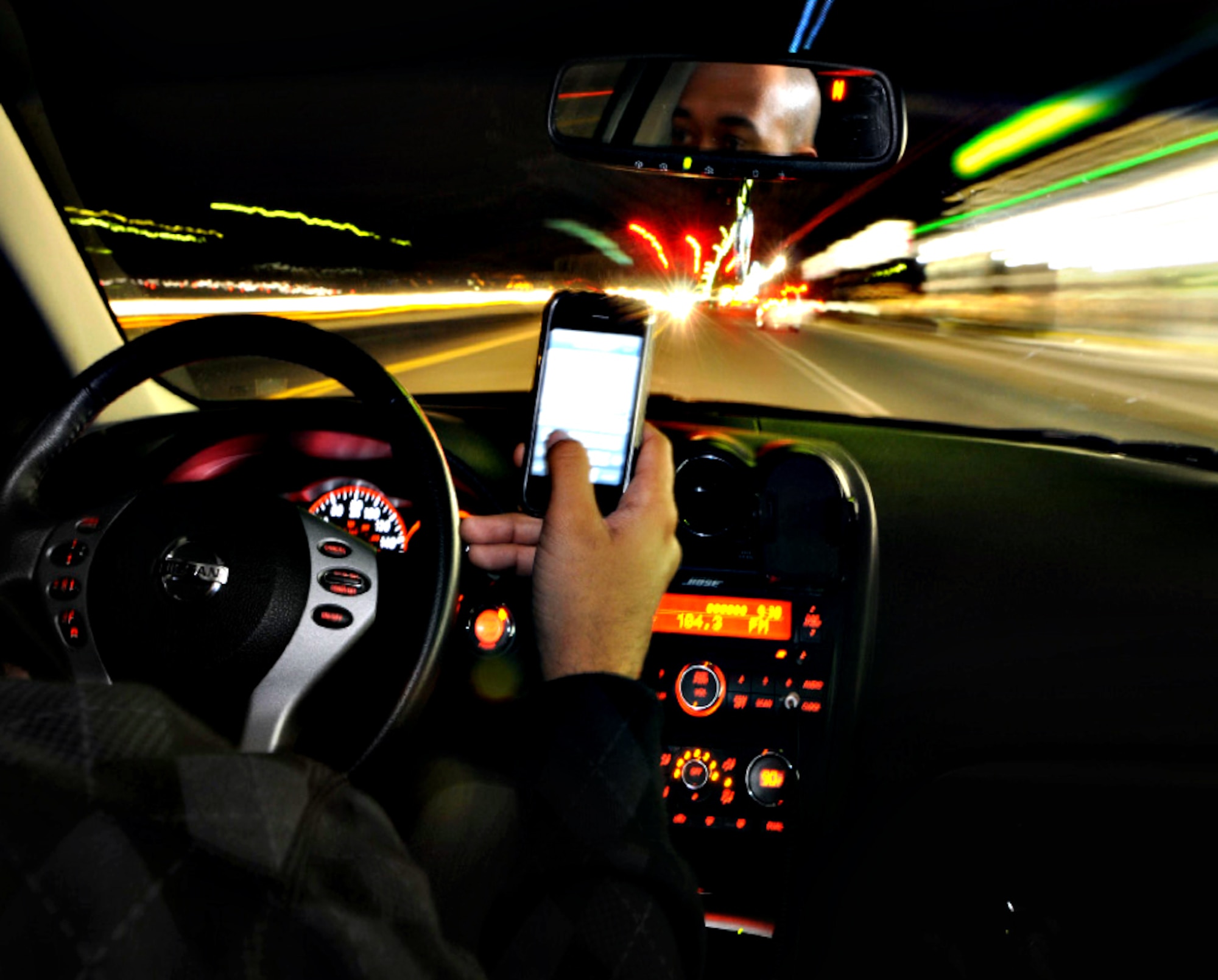 For every six seconds of driving time, a driver text messaging will spend nearly five of those seconds with their eyes off the road. Neither talking nor texting while driving on a military installation is allowed. (U.S. Air Force photo/Staff Sgt. Andrea Thacker)(RELEASED)