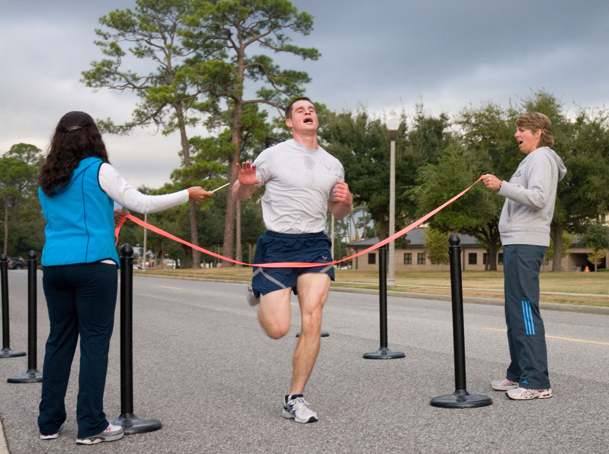 First place finisher of Thursday’s Great American Smokeout 5-kilomter run was 1st Lt. Justin Hyde, 81st Diagnostics and Therapeutics Squadron. (U.S. Air Force photo by Adam Bond)