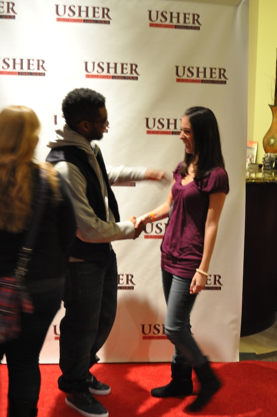 Recruiters team with Usher for Get One Now program. Get One Now program participants await their meeting with Usher. (U.S. Air Force photo by Linda Welz)