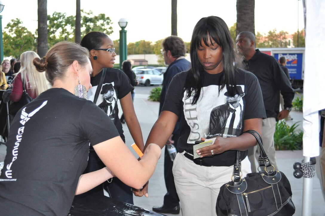 Recruiters team with Usher for Get One Now program. Get One Now program participants await their meeting with Usher. (U.S. Air Force photo by Linda Welz)