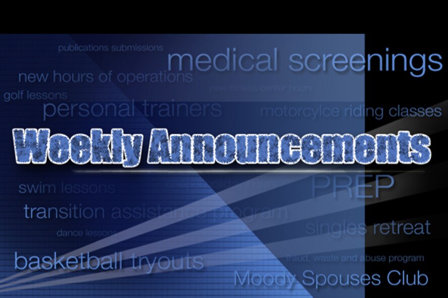 Weekly Announcements (U.S. Air Force illistration/Senior Airman Jamal D. Sutter)(RELEASED)