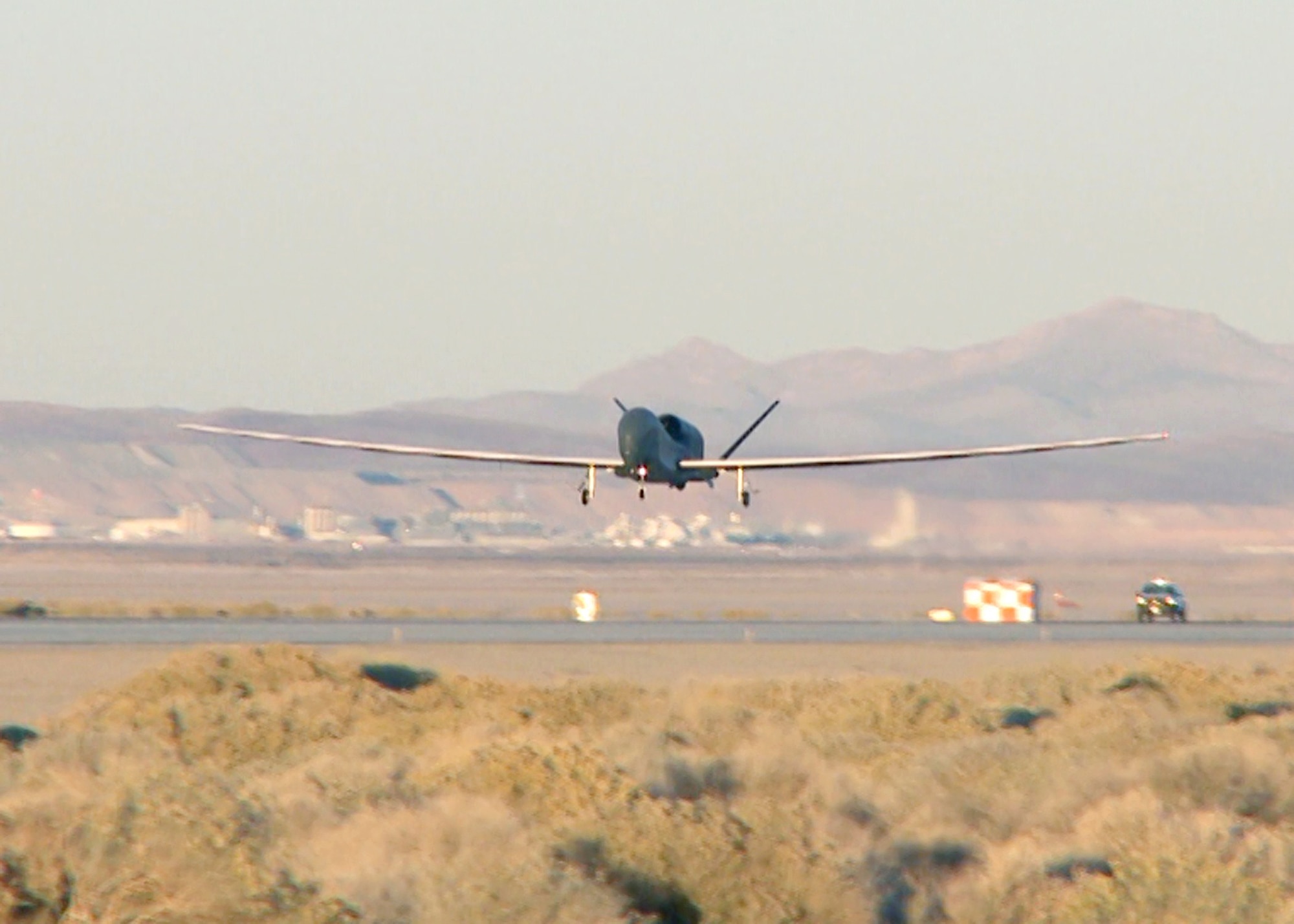 An RQ-4 Global Hawk, like the one pictured here, completed a 32-hour flight test using an alternative fuel mixture, Nov. 23, 2010 at Edwards Air Force Base, Calif. The remotely-piloted aircraft is the last platform to be tested for certification to use Fischer-Tropsch Synthetic Paraffinic Kerosene fuel. (U.S. Air Force photo/Jet Fabara)