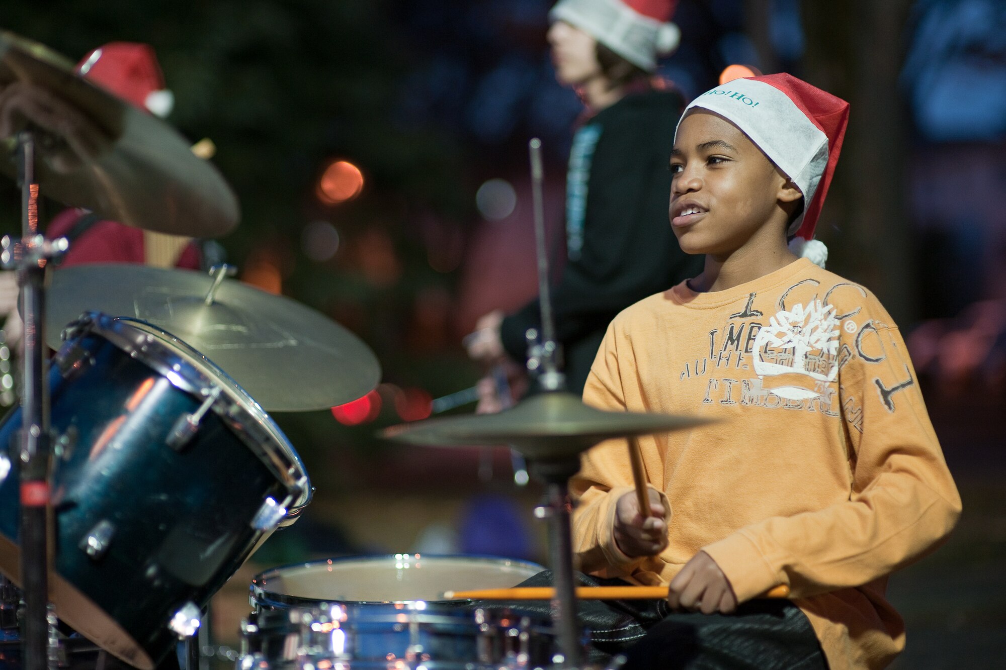 YOKOTA AIR BASE, Japan -- Jadan Anderson, performs as a member of the Yokota Middle School Advanced Band. The Yokota Christmas Tree Lighting Ceremony was held Nov.30 at the Traditional Chapel.  (U.S. Air Force photo/Osakabe Yasuo)  