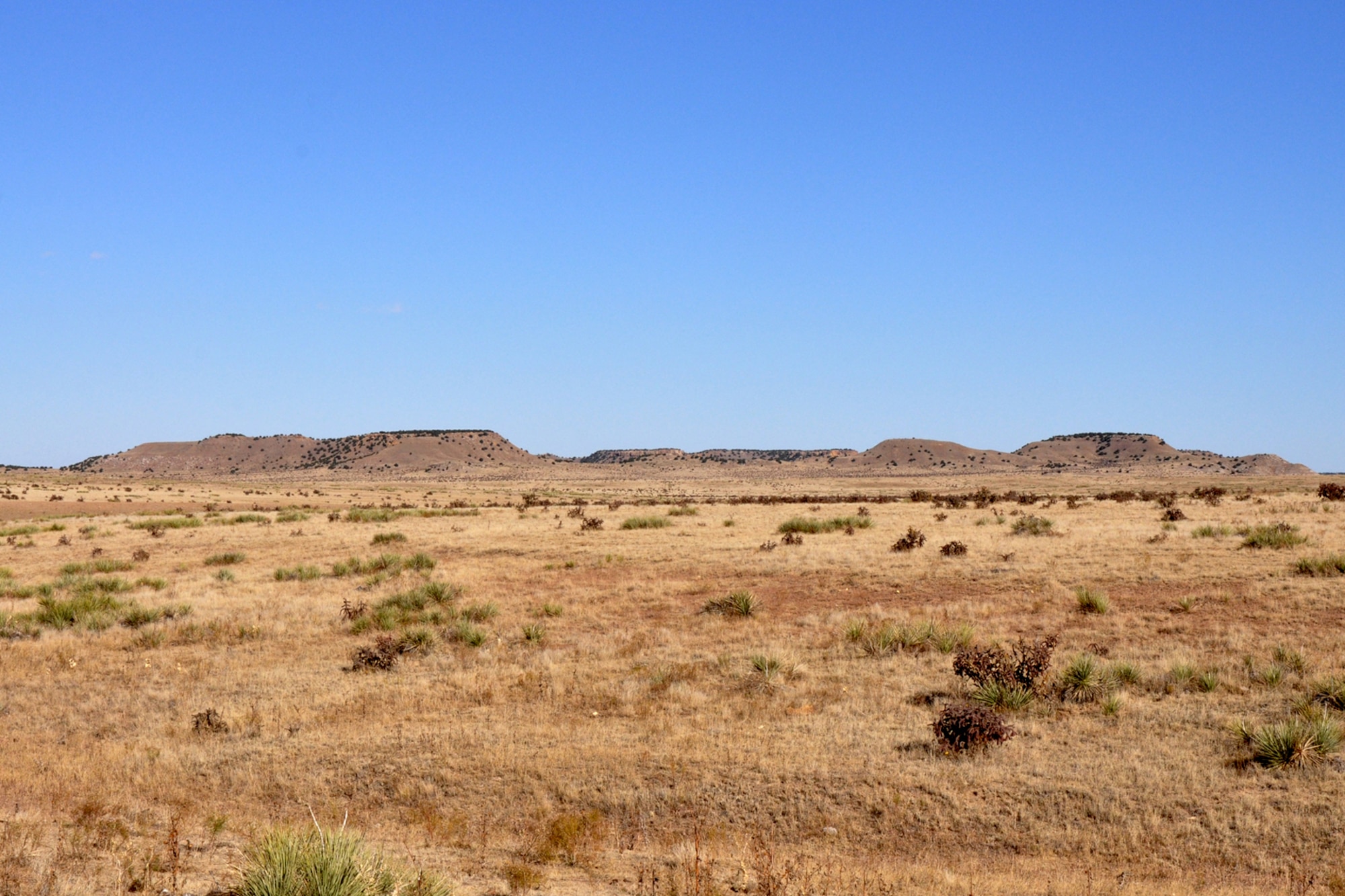 Several plateaus dot the horizon of the southeastern part of the Comanche National Grassland located near Springfield, Colo., Nov 21, 2010. Plateaus can be formed any number of processes, such as volcanic magma, extrusion of lava, glaciers and erosion by water. In North America, the largest plateau is the Colorado Plateau covering an area of about 130,000 square miles in Colorado, Utah, Arizona and New Mexico. (Courtesy photo/Jeff Walston)