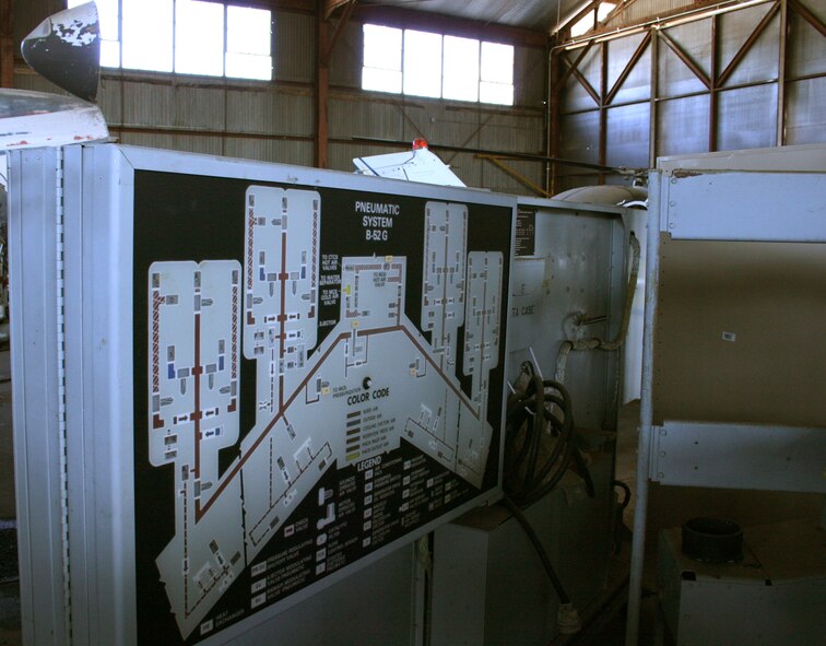 BARKSDALE AIR FORCE BASE, La. – A pneumatic system training panel sits in a maintenance hangar here. The flight control system, along with the other donated B-52 training panels, will be cleaned and ready for use by the 372nd Training Squadron Detachment 5 by Dec. 1. (Courtesy photo)
