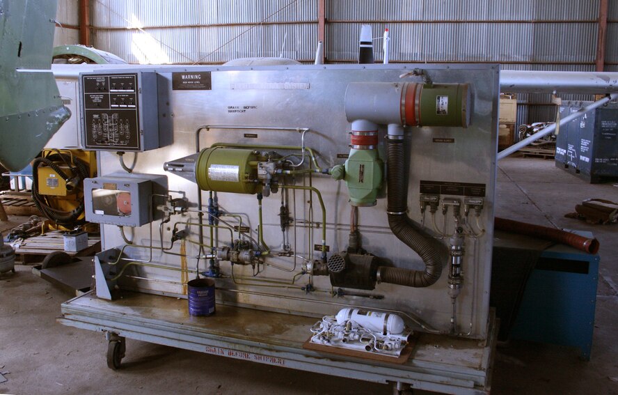 BARKSDALE AIR FORCE BASE, La. – An elevator hydraulic system training panel sits in a maintenance hangar here. The flight control system, along with the other donated B-52 training panels, will be cleaned and ready for use by the 372nd Training Squadron Detachment 5 by Dec. 1. (Courtesy photo)