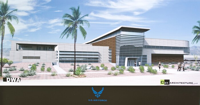 NELLIS AIR FORCE BASE, Nev. -- An architectural rendition of the exterior of the future Nellis Air Force Base Fitness Center. The project is scheduled to be completed by November 2011. (Courtesy graphic)  