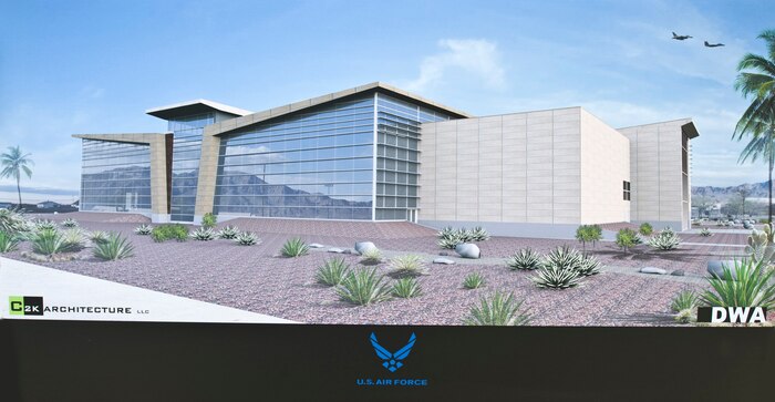 NELLIS AIR FORCE BASE, Nev. -- An architectural rendition of the exterior of the future Nellis Air Force Base Fitness Center. The project is scheduled to be completed by November 2011. (Courtesy graphic) 