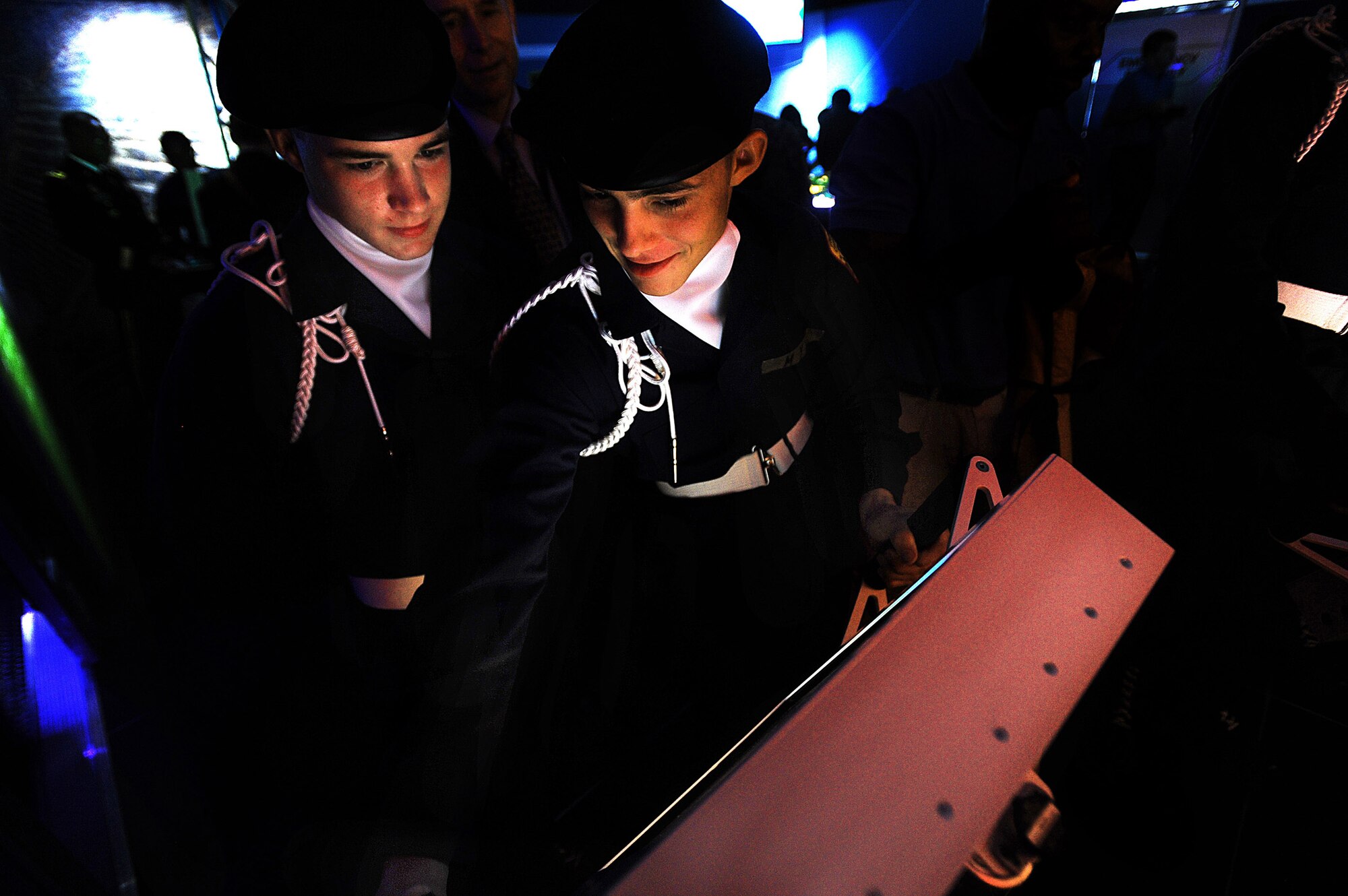 Cadets from the Maryland Freestate ChalleNGe Academy participate in one of the interactive components of the National Guard's mobile Energy Lab during the unveiling Sept. 30, 2010 at the Ronald Reagan Building and International Trade Center in Washington, D.C. The Energy Lab, part of the guard's Mobile Learning Center program, is designed to promote interest in the sciences and technology fields through interactive, game-based scenarios. The lab is scheduled to travel to throughout 10 states as a way to encourage and develop interest among high school juniors and seniors in the sciences.