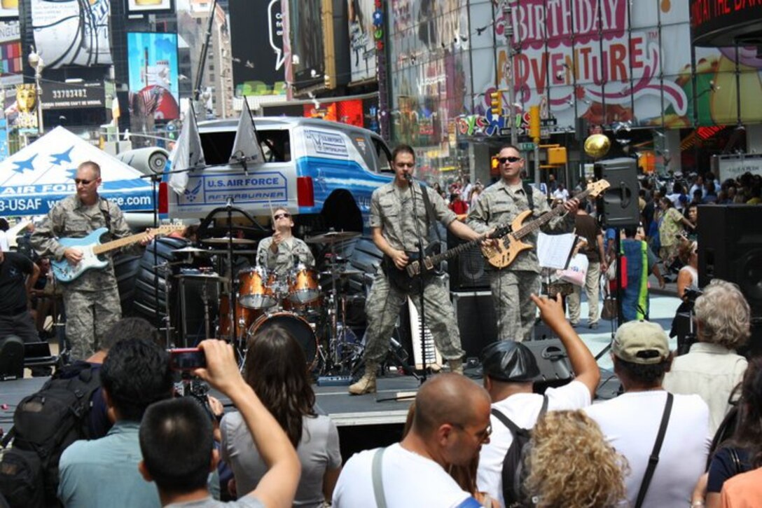 Afterburner performs at Times Square during Air Force Week, 2010