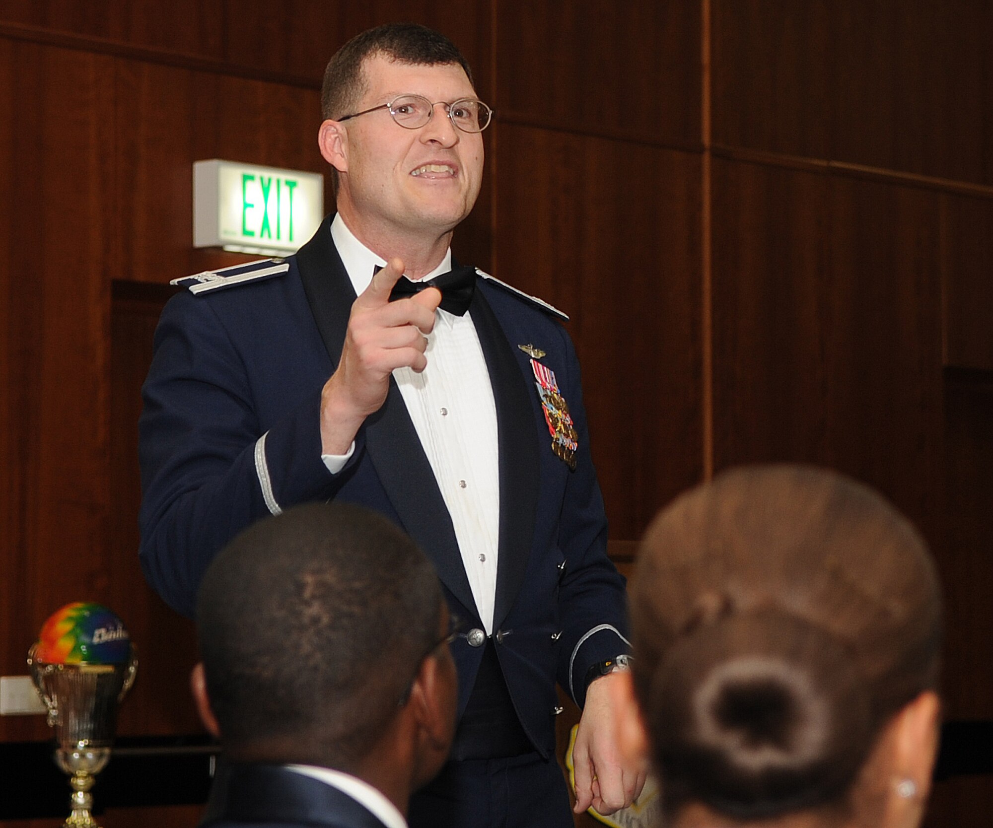 SPANGDAHLEM AIR BASE, Germany --  Col. Clinton Hinote, 52nd Fighter Wing vice commander, gives closing remarks after the Pitsenbarger Airman Leadership School Class 10-8 graduation Sept 28. After five weeks of training, each graduate was equipped with the knowledge to assume the responsibilities that come with being an effective supervisor in the Air Force. (U.S. Air Force photo/Senior Airman Nick Wilson) 