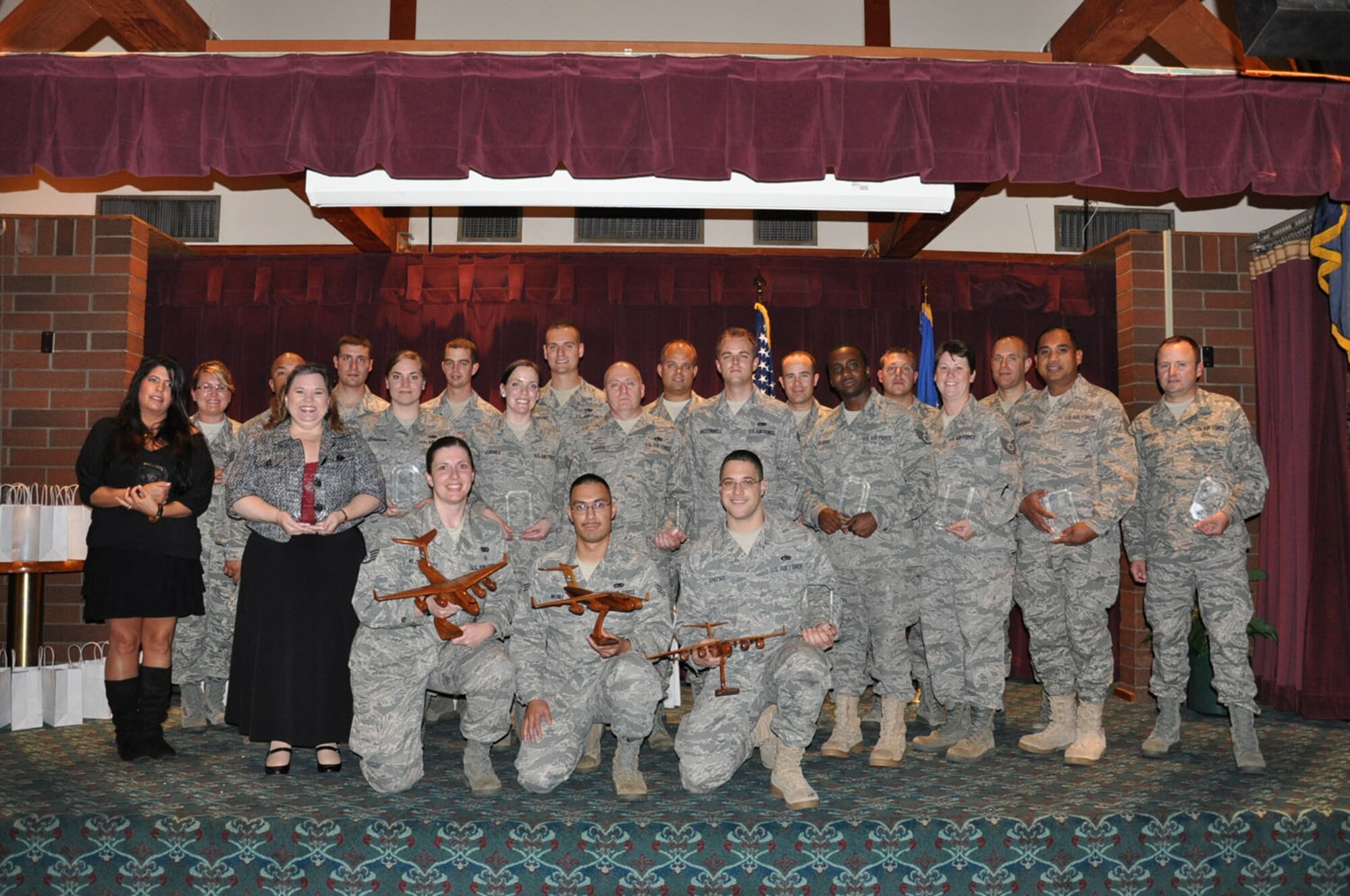 JOINT BASE LEWIS-MCCHORD, Wash. - Moosefest 2010 award winners, at the Co-located club, here, Oct. 2. 2010. Moosefest honors those within the maintenance group who excel at their job. (U.S. Air Force Photo/Staff Sgt. Javier Cruz)