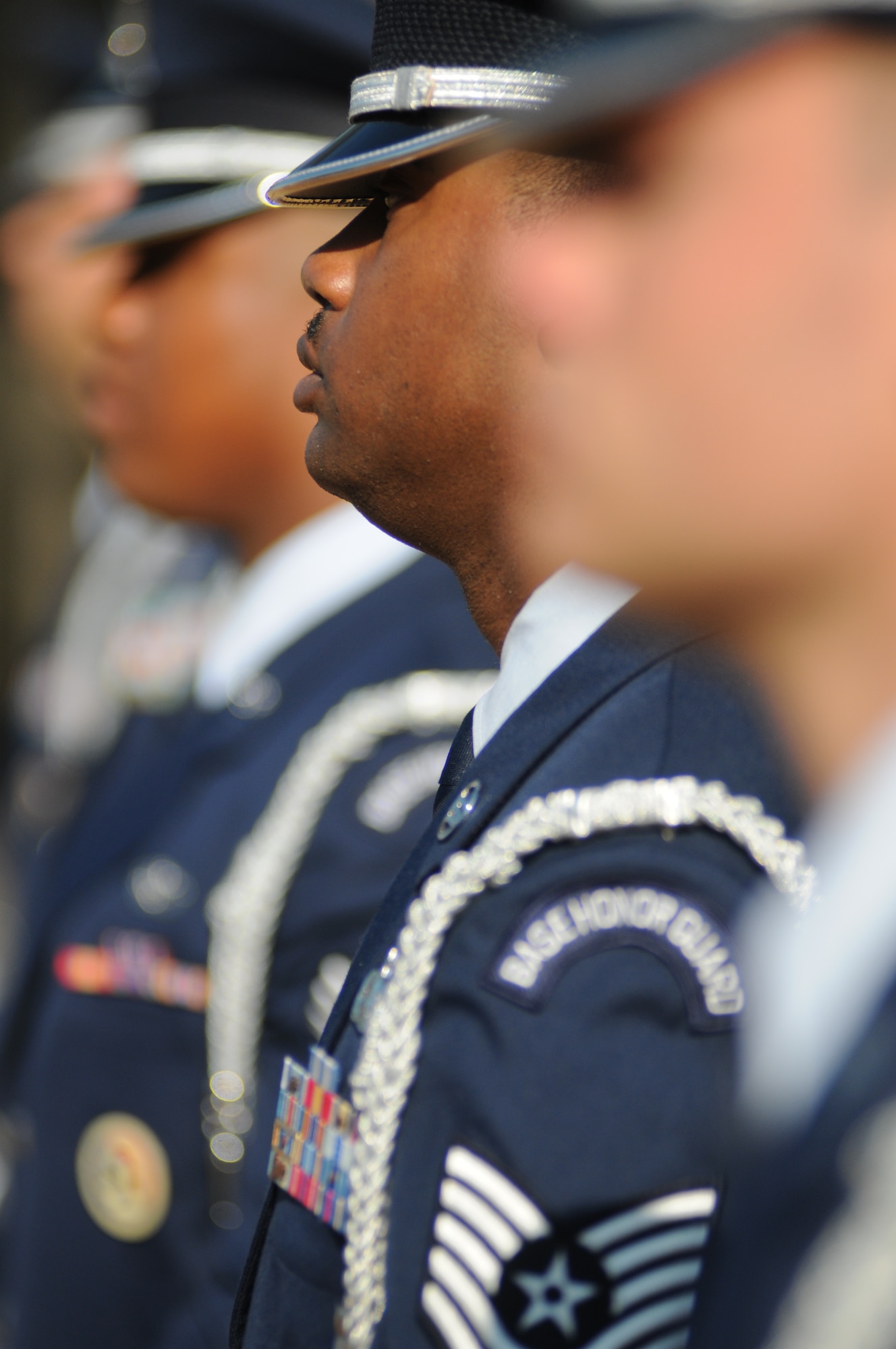 Charlotte, N.C. -- Airmen of the 145 Airlift Wing honor guard stand by at the memorial service honoring deceased  service members of the NC Air National Guard in 2010. Photo by Tech. Brian E. Christiansen, N.C. Air National Guard.