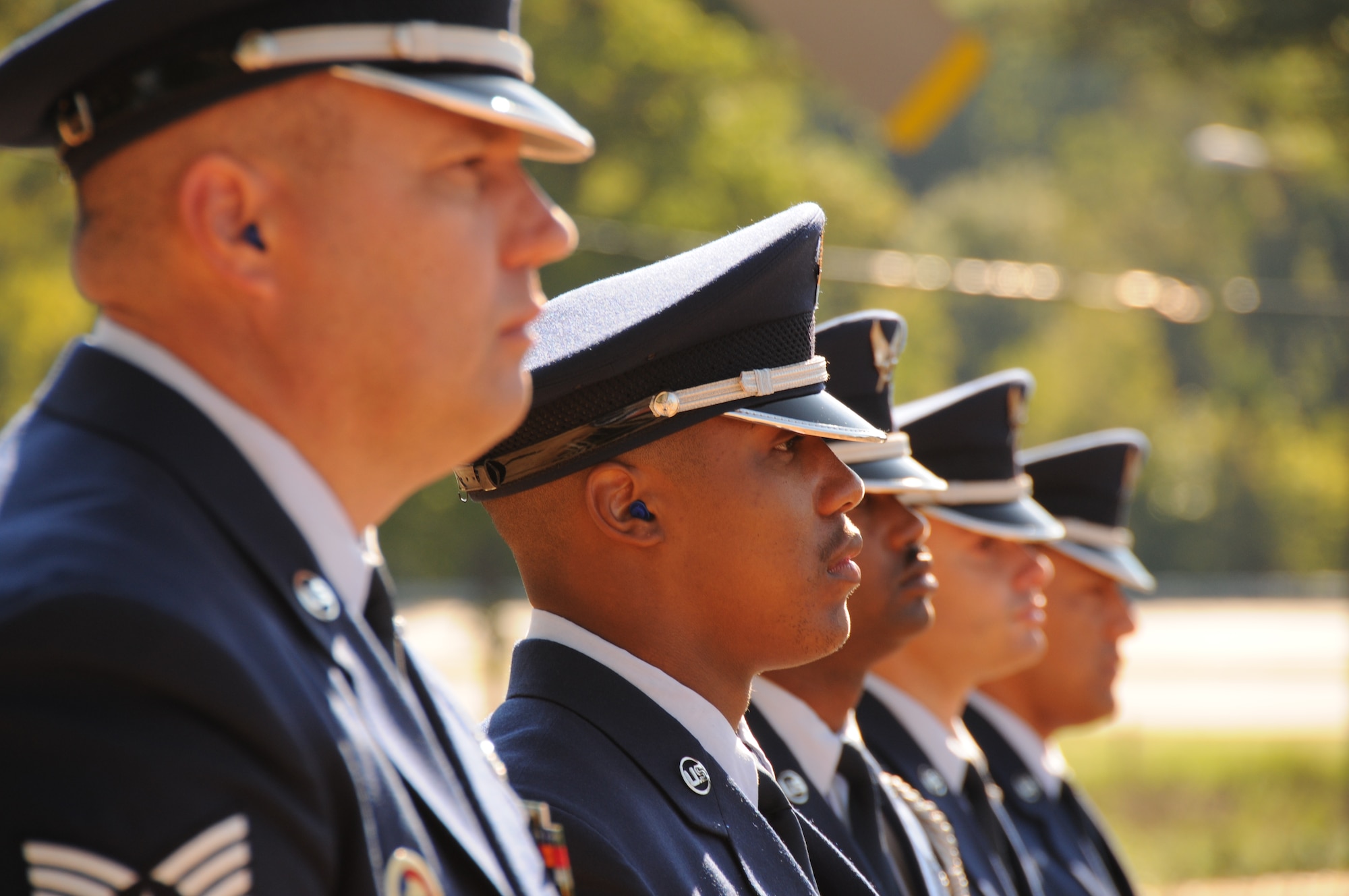 Charlotte, N.C. -- Airmen of the 145 Airlift Wing Honor Guard stand-by at the memorial service honoring North Carolina Air National Guardsmen deceased in the last year. (NCANG photo by Tech. Sgt. Rich Kerner)