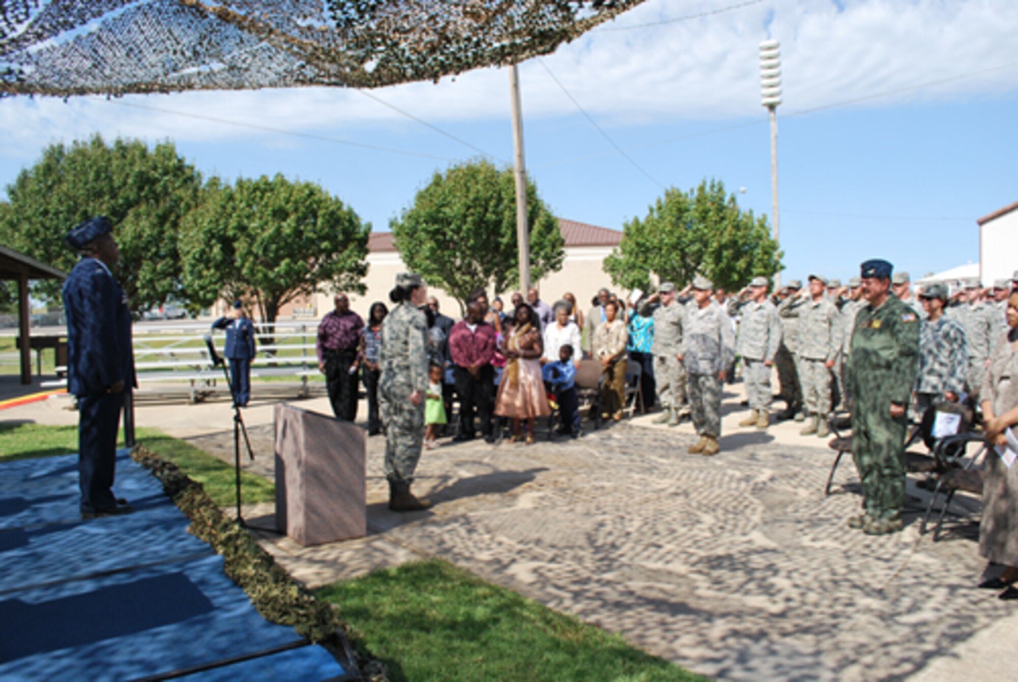 Members of the 35th Combat Communication Squadron came together Saturday, Oct. 2nd to bid their commander farewell. Following several praises of his troops Lt Col Pete Peterson, commander, relinquished command of the the 35th CBSC. Peterson has been selected to become the Mission Support Group Commander for the 908th Airlift Wing, Maxwell AFB, AL.