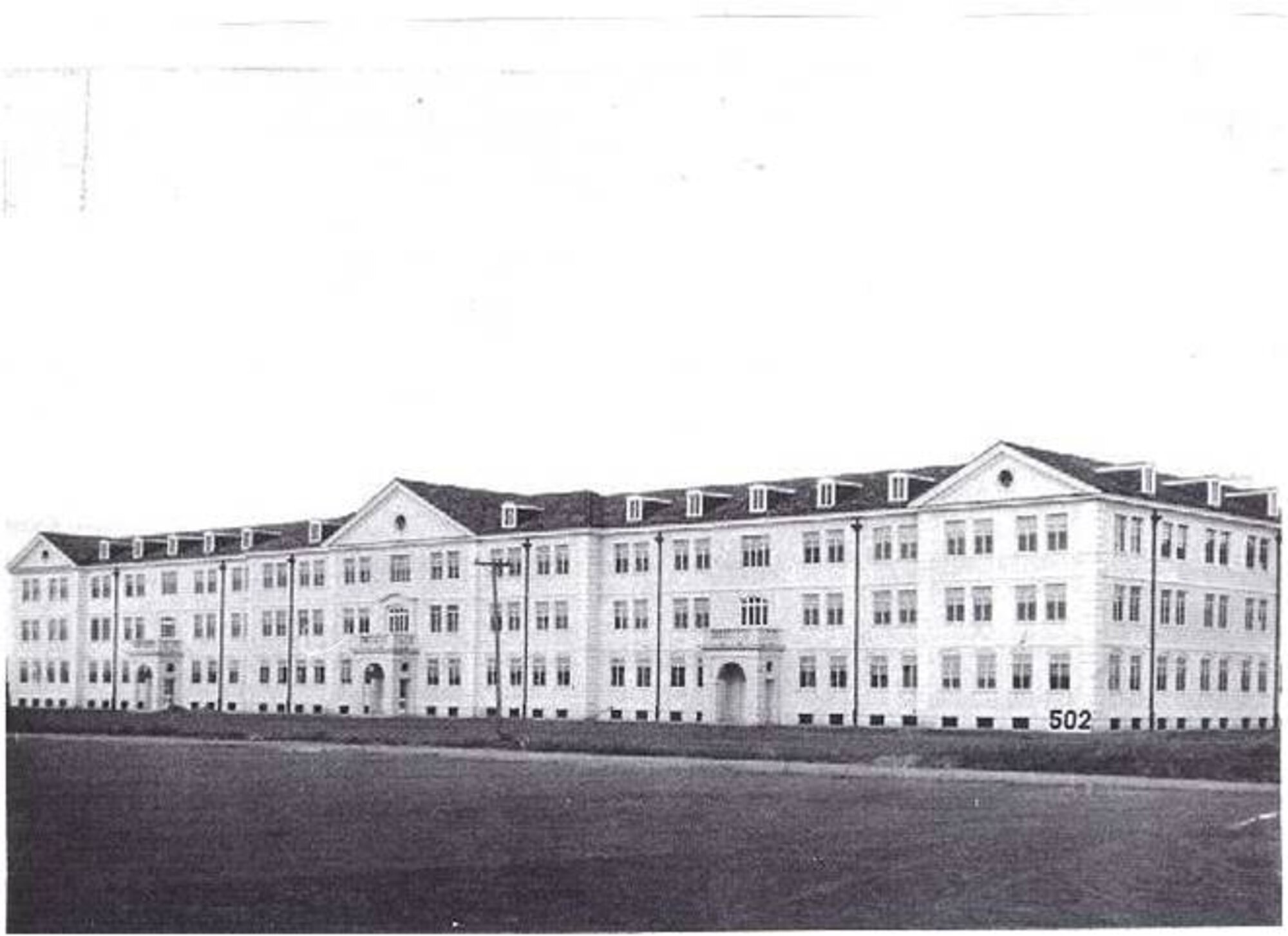 BARKSDALE AIR FORCE BASE, La. – This is how Building 5354 looked in 1934. The building is currently being renovated. A groundbreaking ceremony commemorating the $25 million renovation project was held Oct. 4. The renovations cover more than 77,000 square feet of office space and will transform the building into a 21st Century warfighting headquarters for Eighth Air Force. (Courtesy photo)