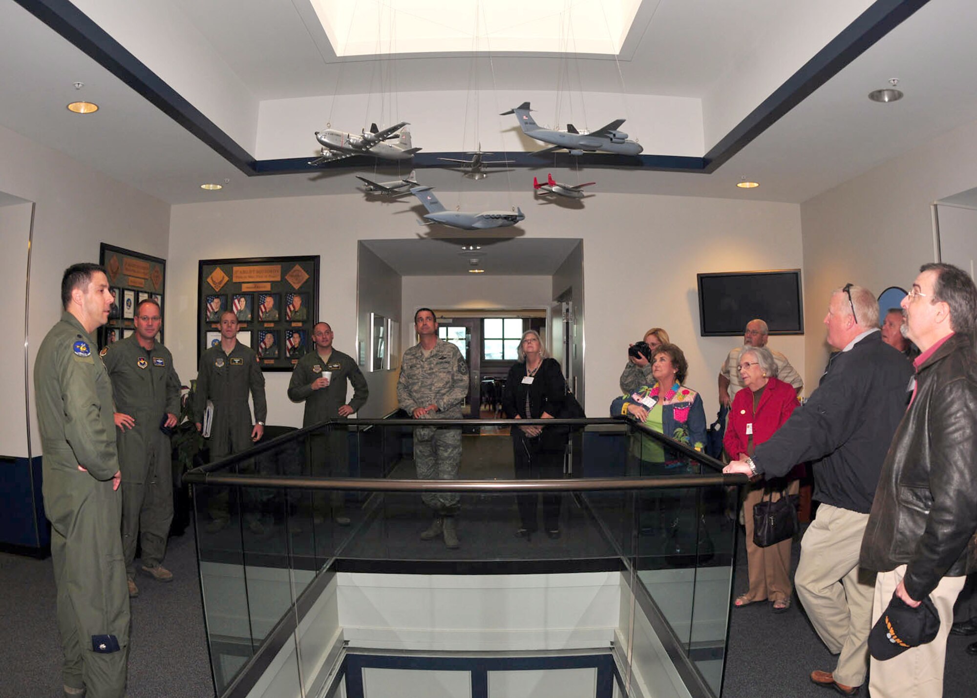 Lt. Col. Stephen Ritter, 8th Airlift Squadron Commander, gives a short tour around the 8th Airlift Squadron during a civic leader tour Sept. 30 at Joint Base Lewis-McChord, Wash. (U.S. Air Force Photo/MSgt Brian Boisvert)