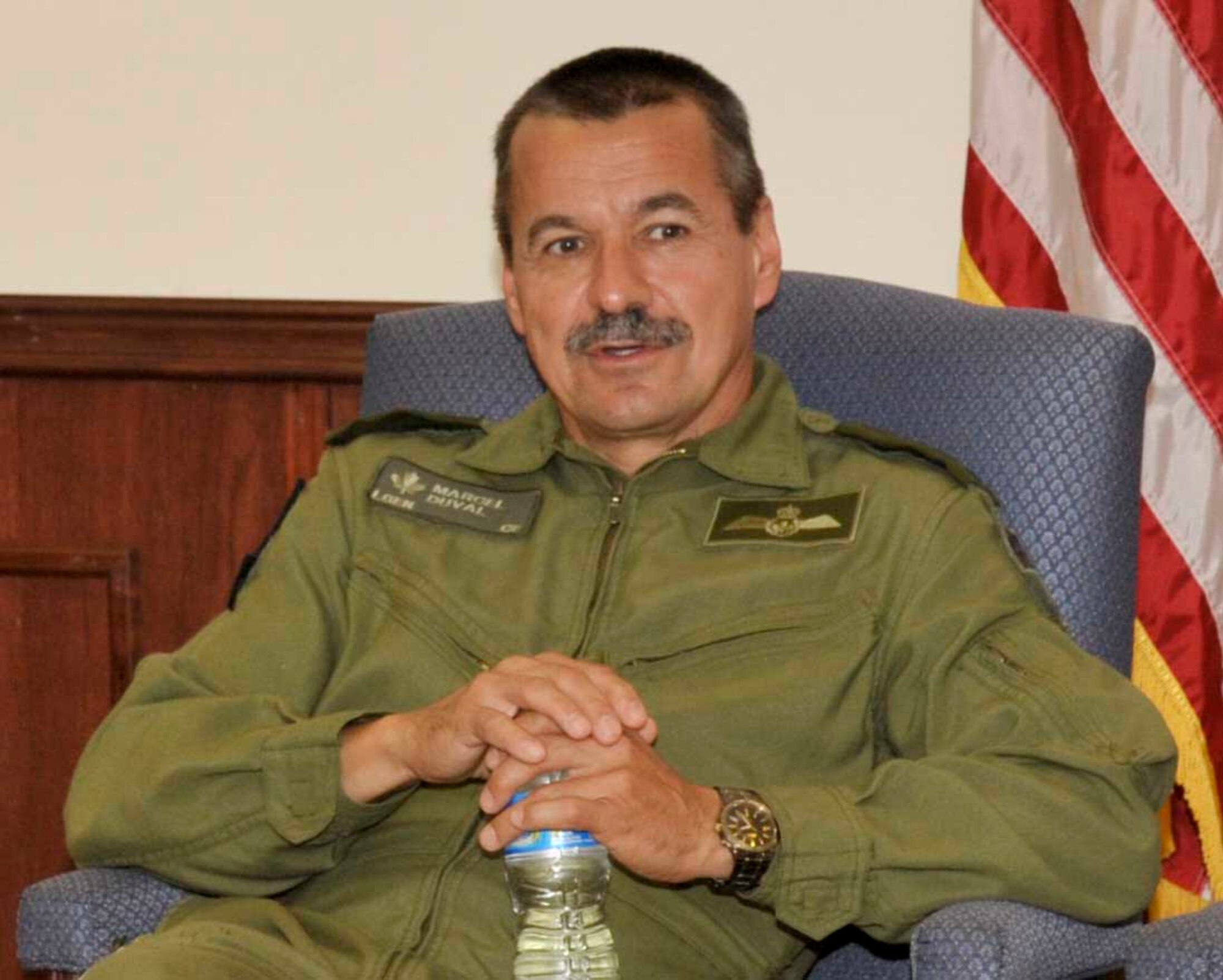 Lt. Gen. Marcel Duval, NORAD deputy commander, takes questions from Canadian officers and noncommissioned officers assigned to the Continental U.S. NORAD Region at Tyndall Air Force Base, Fla., during his visit to CONR Sept. 29-30, 2010. (U.S. Air Force photo by Jonathan Gibson)