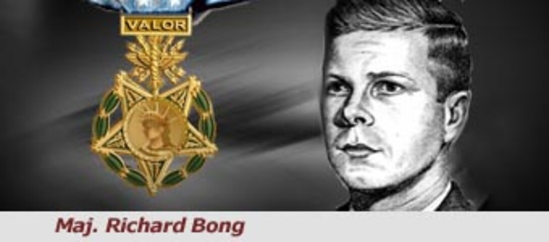 Maj. Richard Bong, Medal of Honor recipient, was the "Ace of Aces" during World War II. (U.S. Air Force illustration)