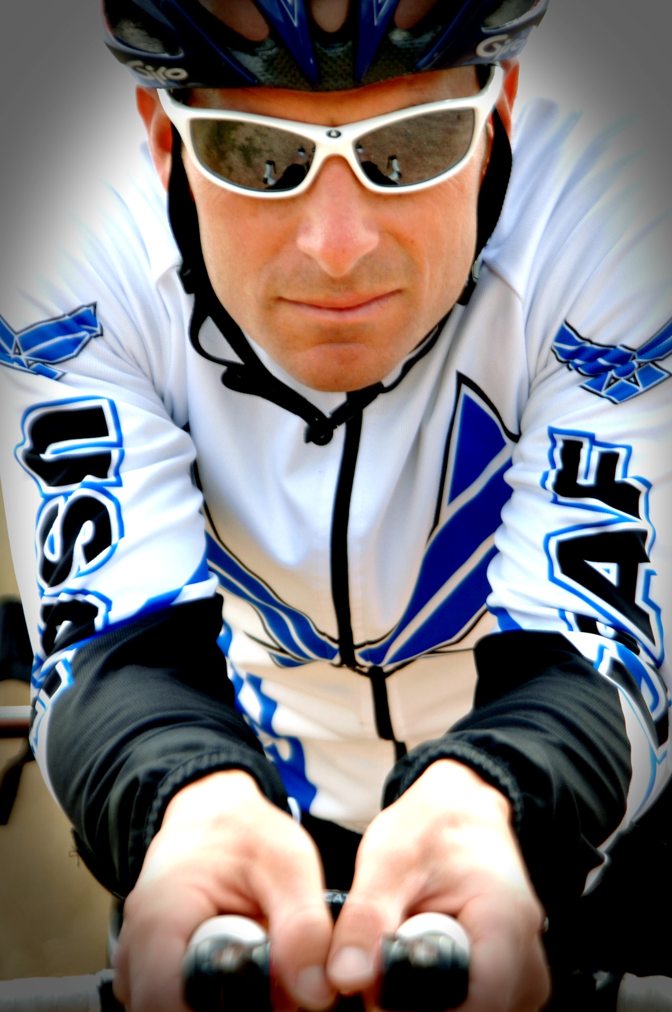 Maj. Scott "Kidd" Poteet, an Air Officer in Command for Cadet Squadron 02, trains for the 2010 Ironman Triathlon at the Cadet Gym pool Oct. 4, 2010 in the hills on the west side of the U.S. Air Force Academy.  Poteet's regimen includes more than three hours of training per day biking, swimming and running.  He typically rides 300-350 miles per week.  The Ironman Triathlon takes place Oct. 9 in Kona, Hawaii.  (U.S. Air Force photo/Staff Sgt. Raymond Hoy)