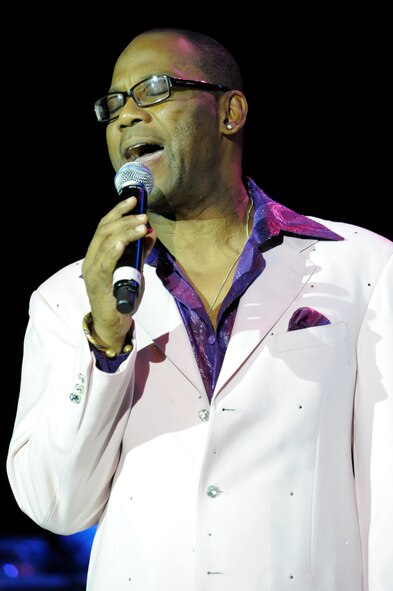 MINOT, N.D. -- Payton Lawrence, Jr., of the Four Tops, performs for the Norsk Hostfest at the N.D. State Fair Grounds here Sept. 30. Celebrating its 33rd year in service to the Scandinavian culture, the festival provides a fun, family atmosphere for Air Force Global Strike Command Airmen to rest and relax among peers, friends and fellow community members. (U.S. Air Force photo by Senior Airman Benjamin Stratton)