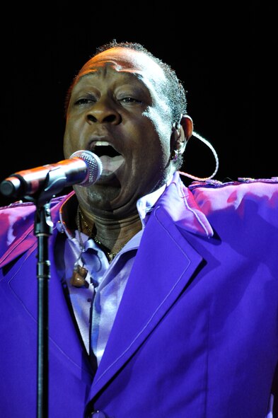 MINOT, N.D. -- Joe Herndon, of the Temptations, performs for the Norsk Hostfest at the N.D. State Fair Grounds here Sept. 30. Celebrating its 33rd year in service to the Scandinavian culture, the festival provides a fun, family atmosphere for Air Force Global Strike Command Airmen to rest and relax among peers, friends and fellow community members. (U.S. Air Force photo by Senior Airman Benjamin Stratton)