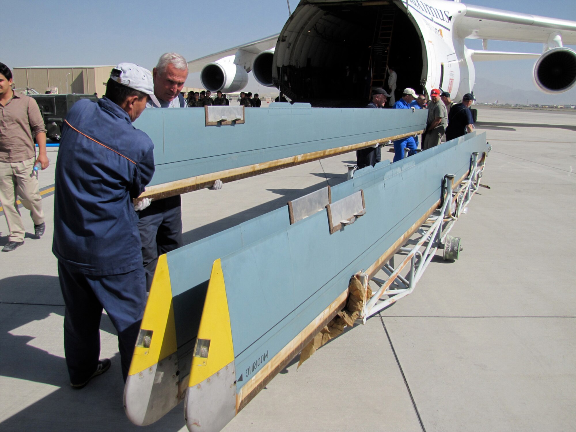 The Afghan Air Force accepts delivery on four Mi-17 V5 helicopters at the air force base in Kabul on October 4, 2010. (Mass Communications Specialist First Class Elizabeth Burke/RELEASED).