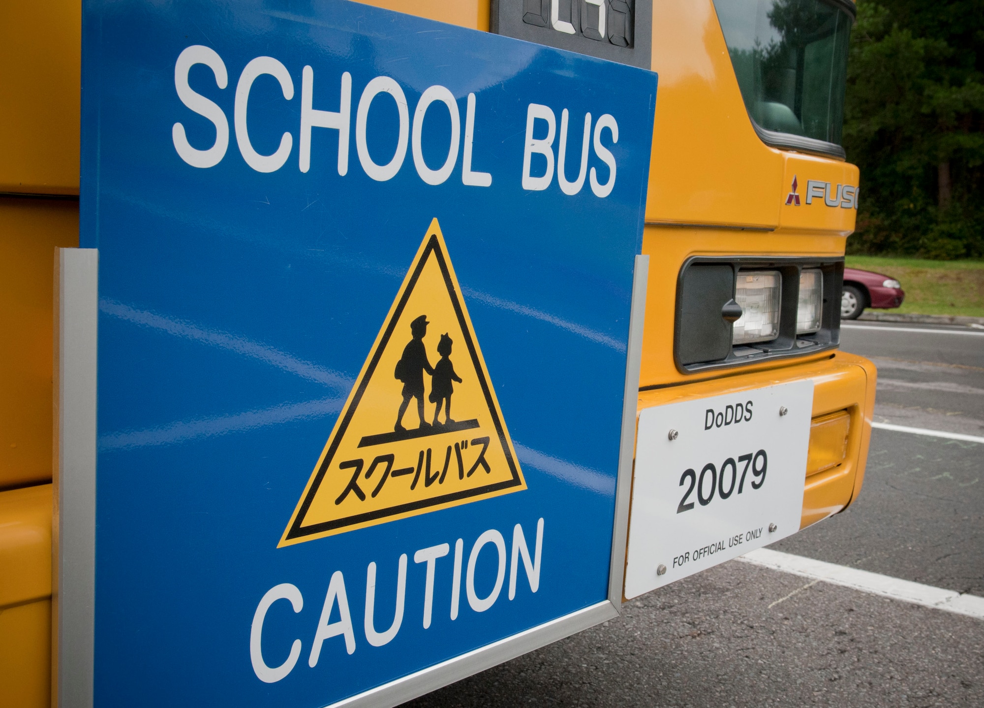 National School Bus Safety week is scheduled for the third week in October. While students across America and in Department of Defense schools learn about school bus dangers, teachers learn bus safety and emergency egress procedures to prepare themselves in the event of a bus incident. (U.S. Air Force photo by Senior Airman Jessica Lockoski/Released)