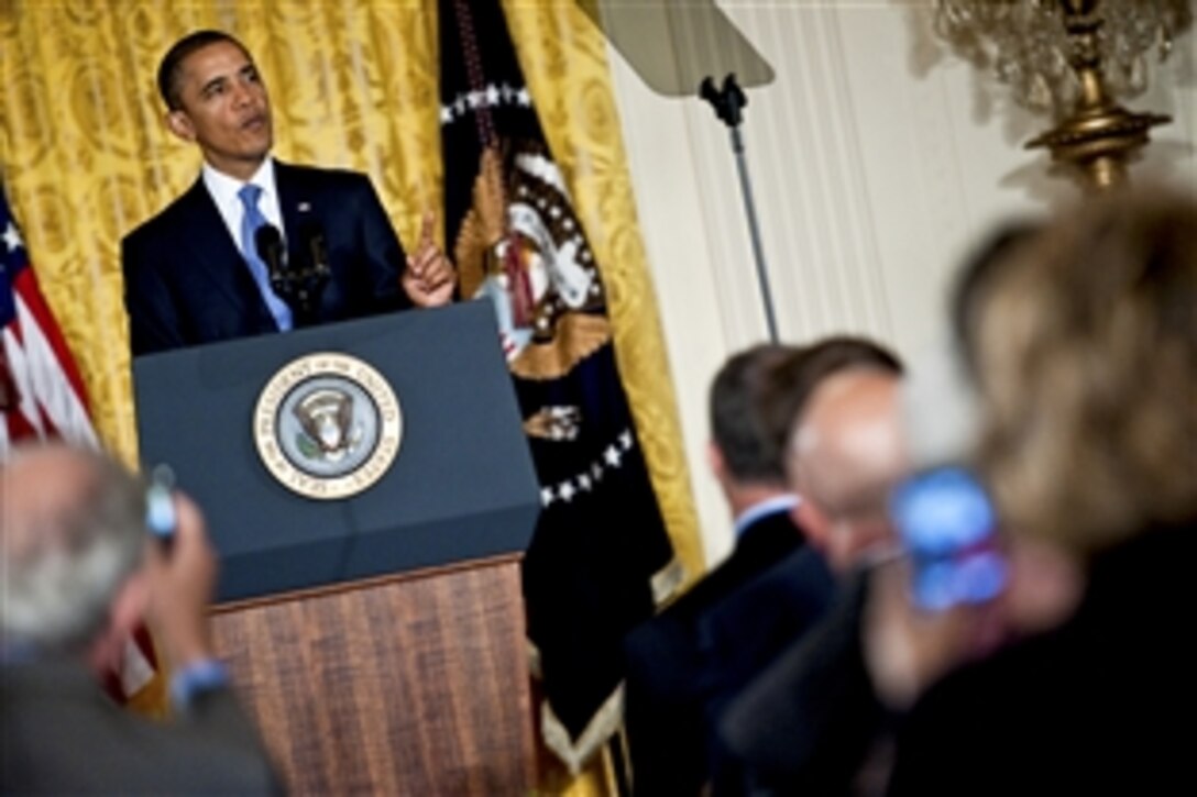 President Barack Obama addresses community college, business, philanthropic, federal and state policy leaders in the East Room at the White House during the White House Summit on Community Colleges in Washington, D.C., Oct. 5, 2010. The first-ever event, hosted by Dr. Jill Biden, also a community college professor, focused on the critical role that community colleges play in developing America's workforce and reaching Obama's educational goals for the country.










