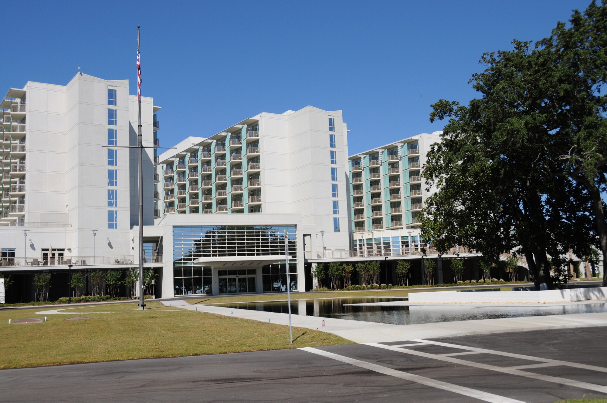 The $187 million, 800,000 square-foot facility offers four eight-floor towers and 582 rooms with individual balconies overlooking the Mississippi Sound.  (U.S. Air Force photo by Kemberly Groue)