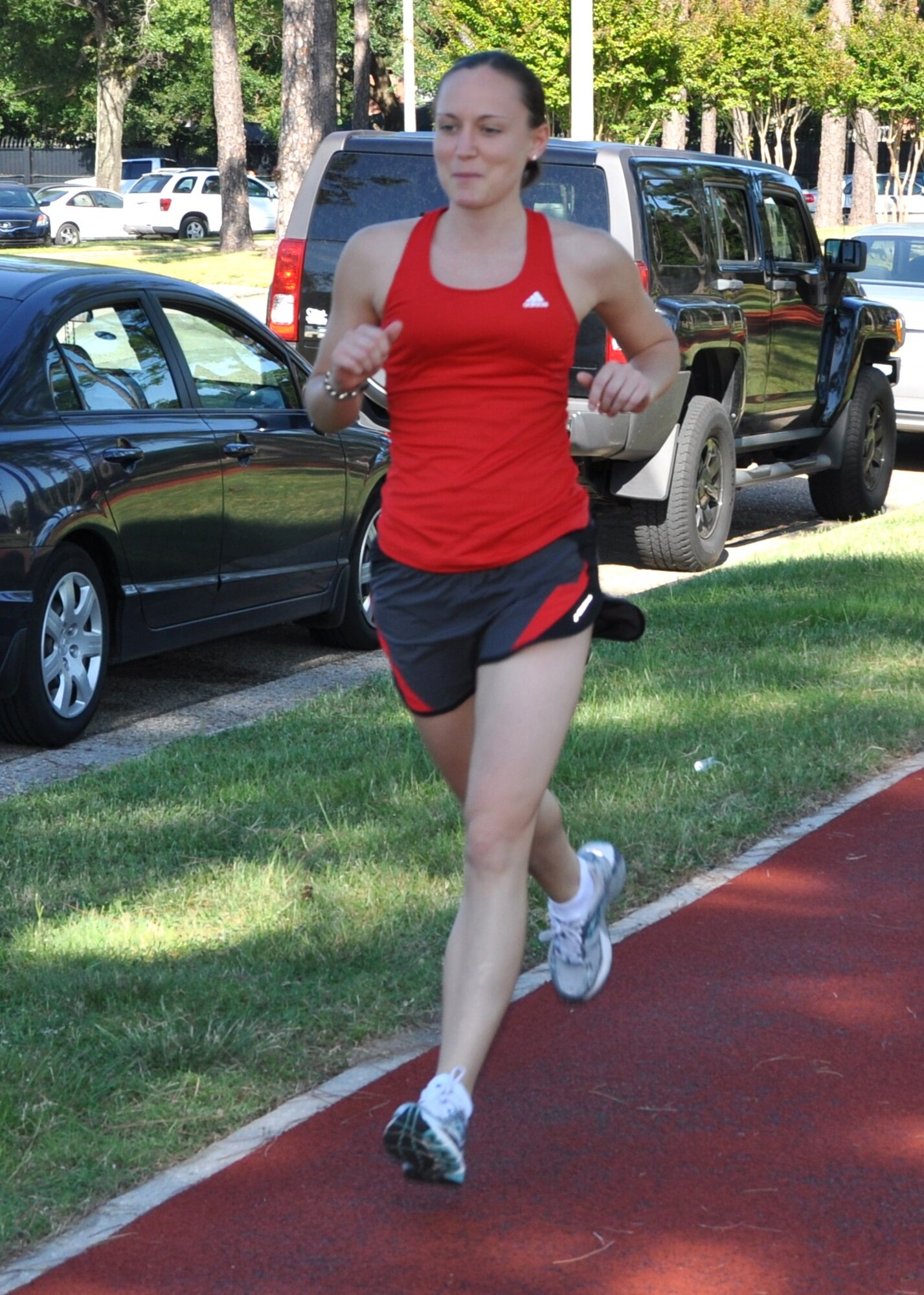 Kristin Reed trains on the Crotwell Track Sept. 13.  (U.S. Air Force photo by Steve Pivnick)