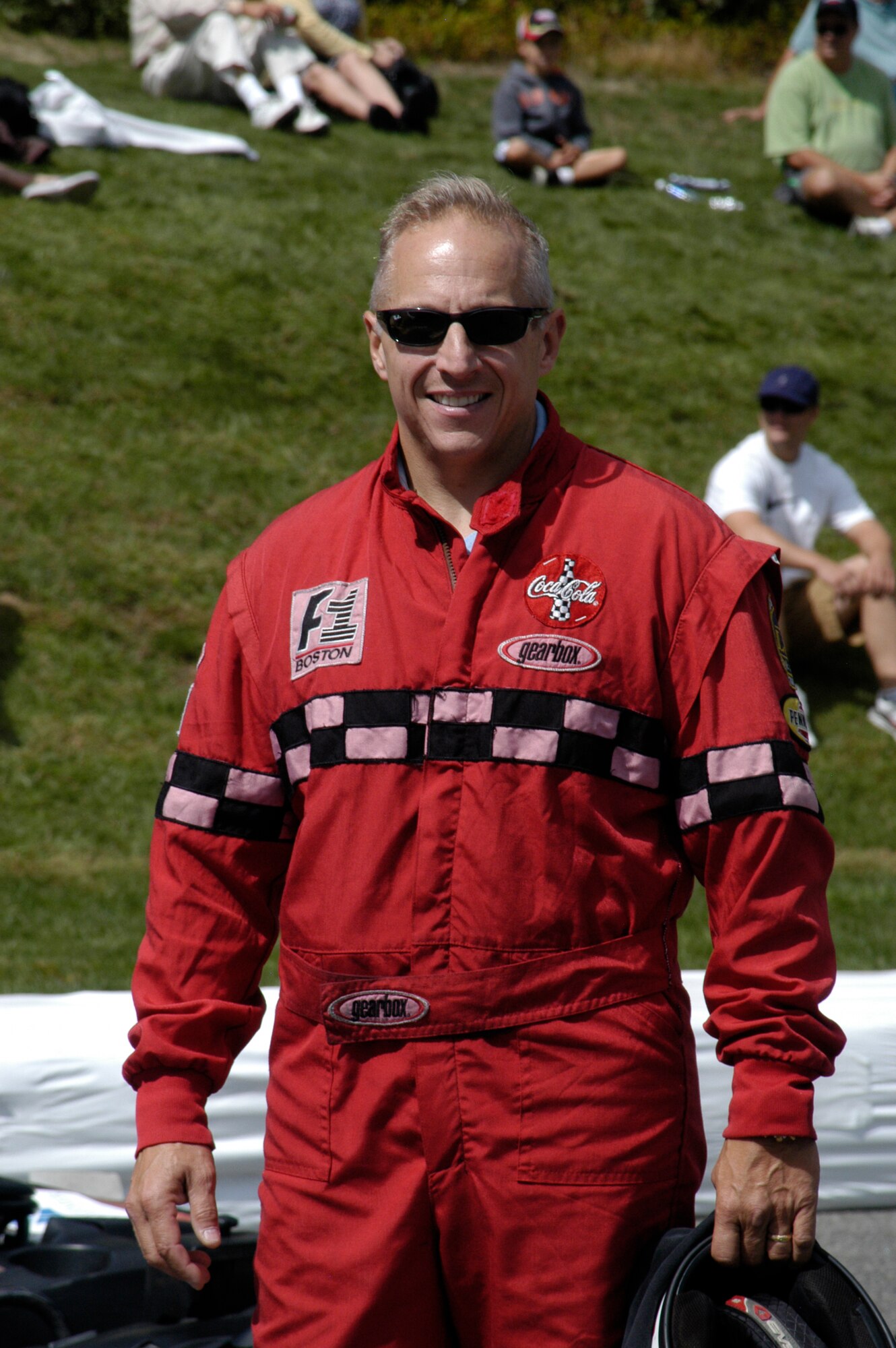 Col. Anthony E. Schiavi, 102nd Intelligence Wing commander, prepares to put the pedal-to-the-metal in the 10th annual Seaside LeMans, Sept. 11, at Mashpee Commons, Mass.  Seaside LeMans is known as 'The race for the Cape Cod community' and has raised more than $2.8 million since it began in 2001.  All proceeds of the event are donated to The Cape Cod Foundation, which distributes 100 percent of each year's funds to the designated beneficiaries for that year.  
(U.S. Air Force photo by Maj. Nicole Ivers)                      