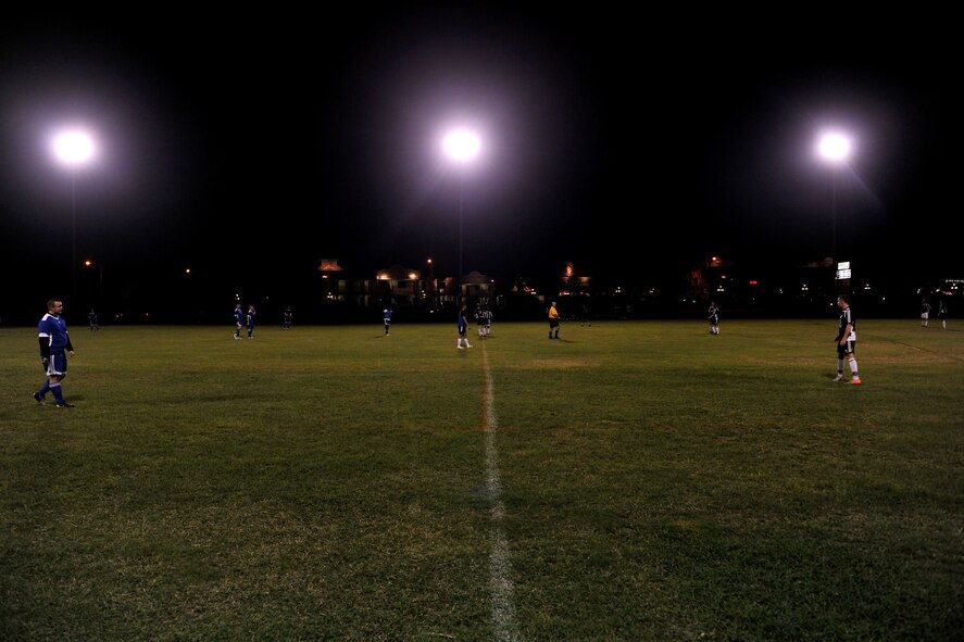 VALDOSTA, Ga. -- Players from Moody and Valdosta State University prepare to play an intense game of soccer here Oct. 6. Though Moody members put up a good fight they lost the match to the local college team 6-0. (U.S. Air Force photo/Airman 1st Class Joshua Green)
