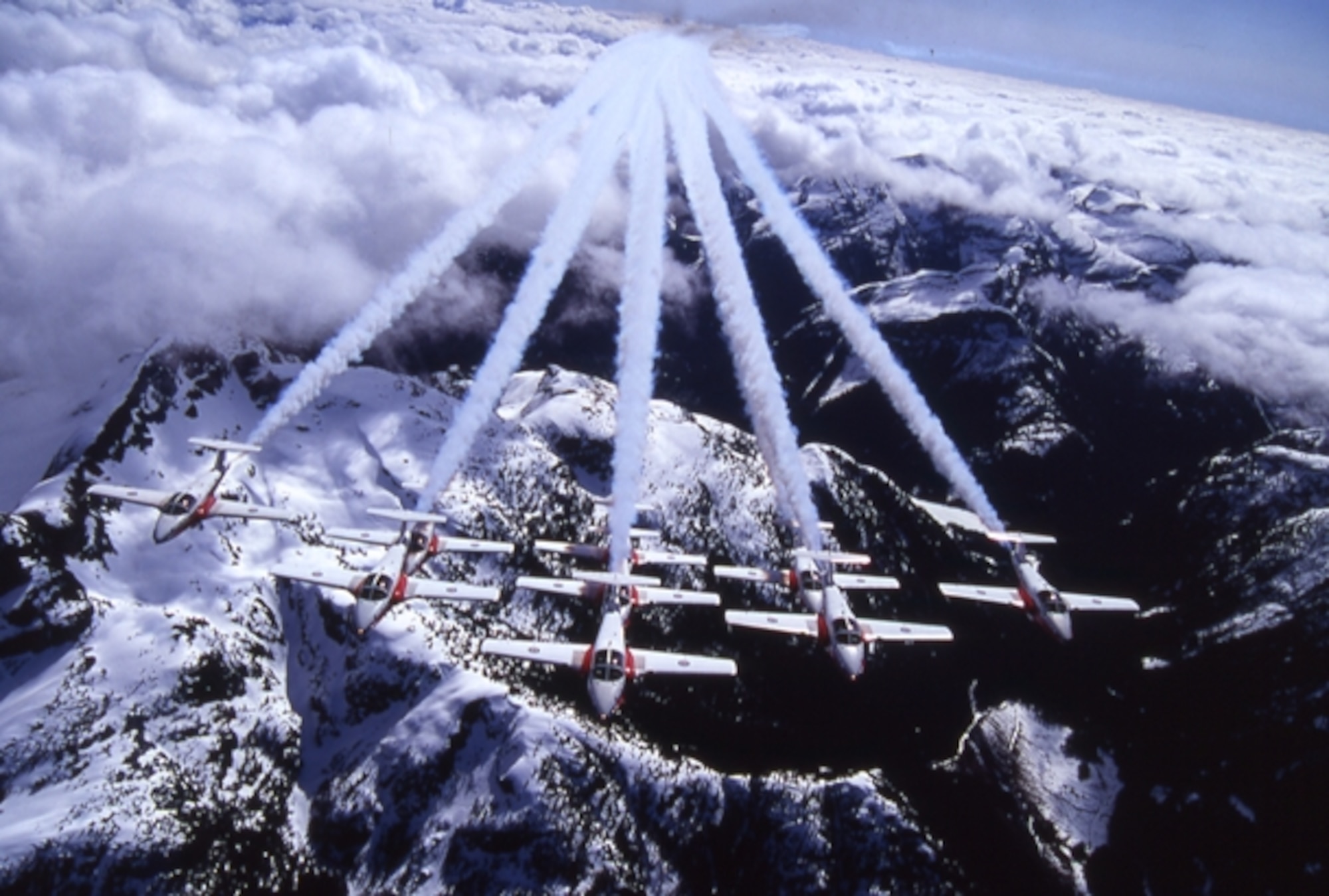Canadian Forces Snowbirds in action.  Photo courtesy of the Department of National Defence, Canada.