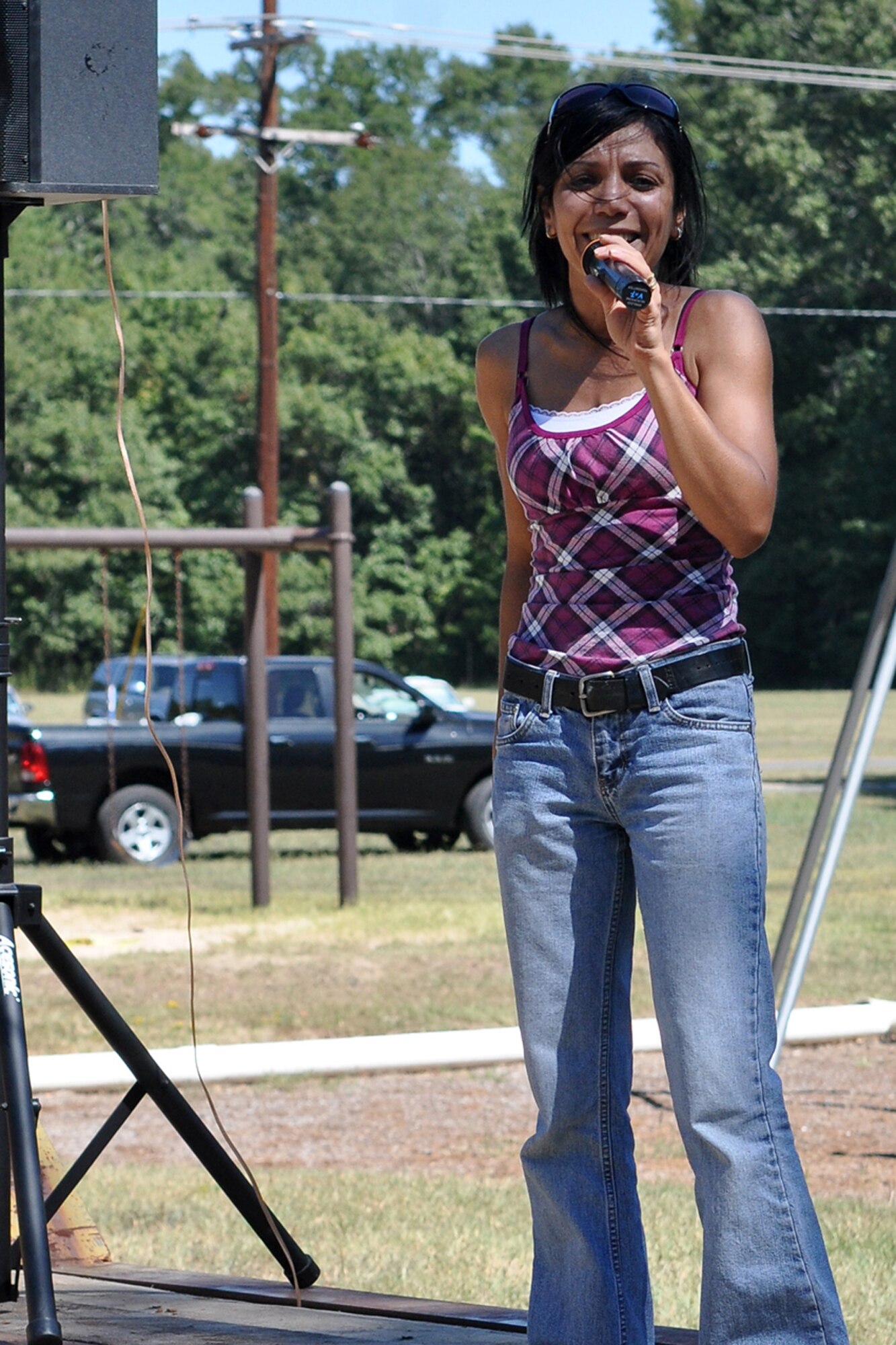 Thank s to a karaoke machine, guests at the 307th REDHORSE Squadron family day provided entertainment at Cullen Park on Barksdale Air Force Base, La., Oct. 2, 2010. All members, families and friends were treated to an afternoon of food, fun, karaoke and camaraderie. There were also events specially designed for children, which included games, train rides and an air castle.  (Photo by Master Sgt. Mary Hinson)