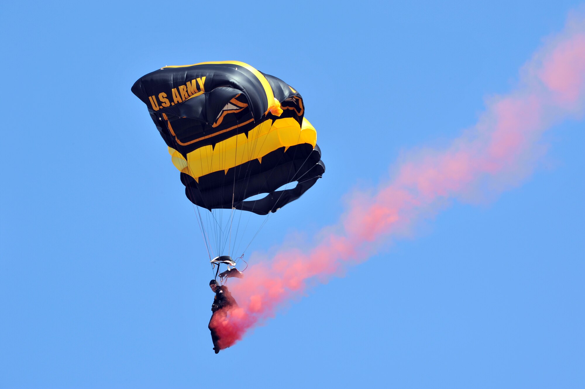 Members of the Army Golden Knights perform during the Thunder Over the Rock air show Oct. 9 at Little Rock Air Force Base. The demonstration team is one of 18 performers appearing at the two-day event.  (U.S. Air Force photo by Staff Sgt. Chris Willis)