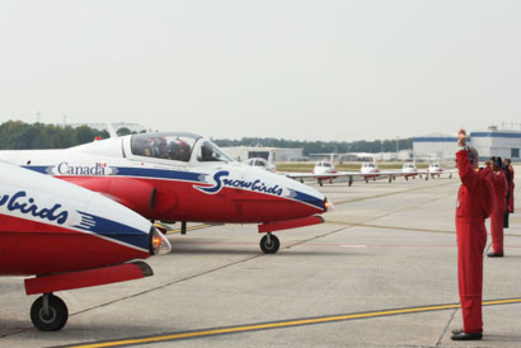 The aerial performance team the Canadian Snowbirds arrived at Dobbins Air Reserve Base Oct 12 in preparation for the "Wings Over Atlanta 2010" Air Show. (U.S. Air Force Photo/Don Peek)