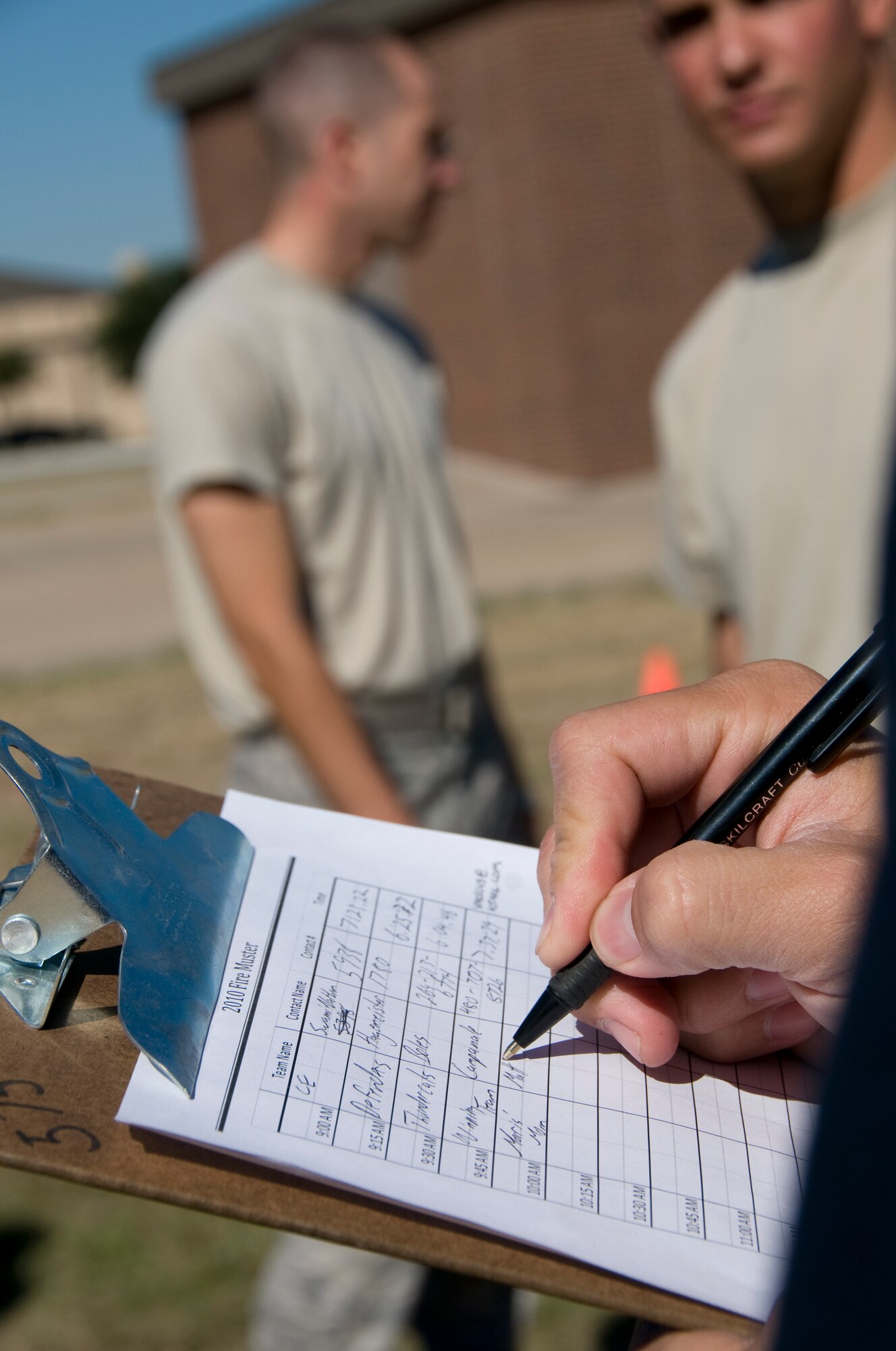 GOODFELLOW AIR FORCE BASE, Texas – 11 teams of four signed up for the 6th annual Firefighter Muster at the fire station Oct. 8 for a chance at the title, a year of bragging rights and $100 cash. The event was part of the Fire Prevention Awareness Week. (U.S. Air Force photo/ Senior Airman Tong Duong)