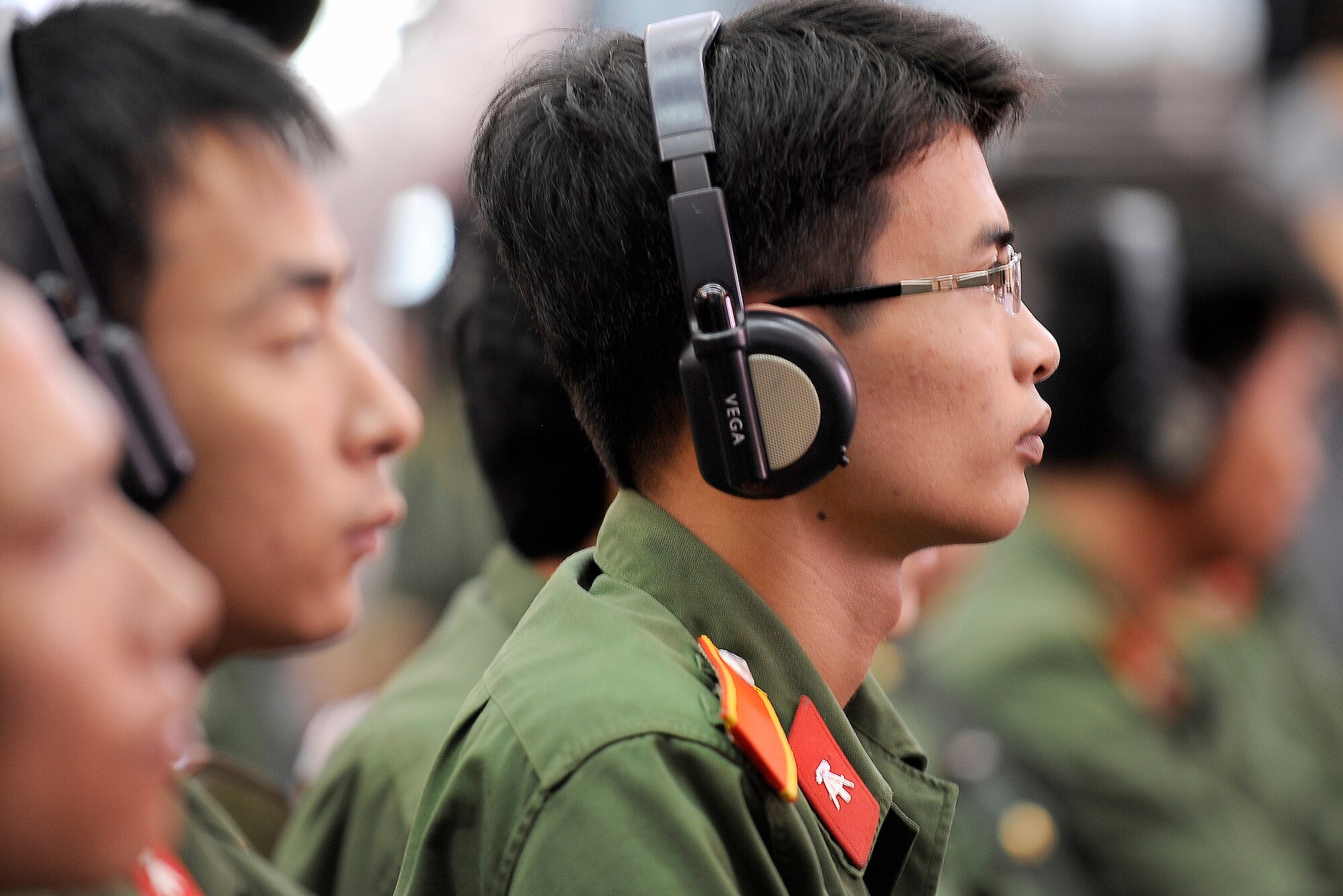 Vietnamese military members listen to Defense Secretary Robert M. Gates as he speaks Oct. 11, 2010, at Vietnam National University in Hanoi, Vietnam. (U.S. Air Force photo/Master Sgt. Jerry Morrison)