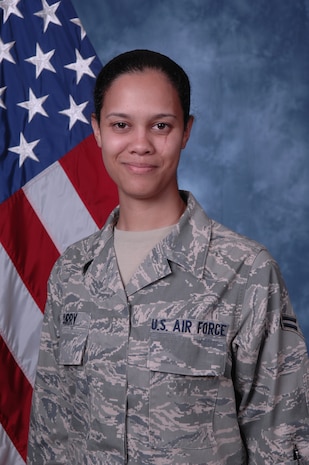 Airman 1st Class Tiphani Curry from the 628th Mission Support Group has been selected as the First 6's Third Quarter Spotlight winner.  Airman Curry has shown outstanding leadership in taking the lead in organizing two base babysitting events.  SHe arranged support for the 437th Combat Dining-Out, gathering six more volunteers to assist with 12 children and coordinated support for the Military and Family Readiness "Super Savers" seminar.  There she oversawfive Airmen that volunteered to help oversee the children.  Airman Curry also provided support to the Lowcountry Food Bank, assisting in the preparation of 20 pallets with more than 1000 boxes contributing to the aid of 190,000 families who are at risk of suffering of hunger every day.  The First 6 officially thanks Airman Curry for all of her outstanding support to the First 6 Association. (U.S. Air Force photo)