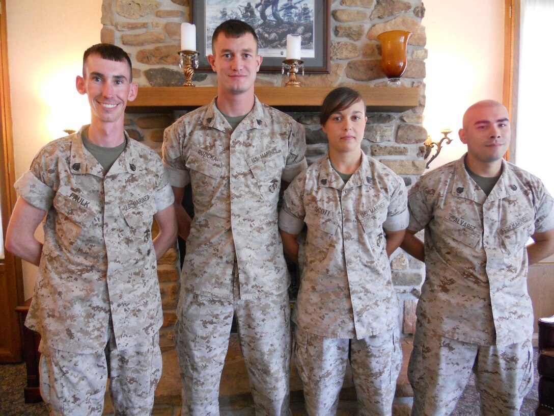 Pictured from left to right are SSgt Brian P. Faulk, Sgt Robert L. Ruzicka, Sgt Britni E. Scott & SSgt Jose A. Alvarez.
